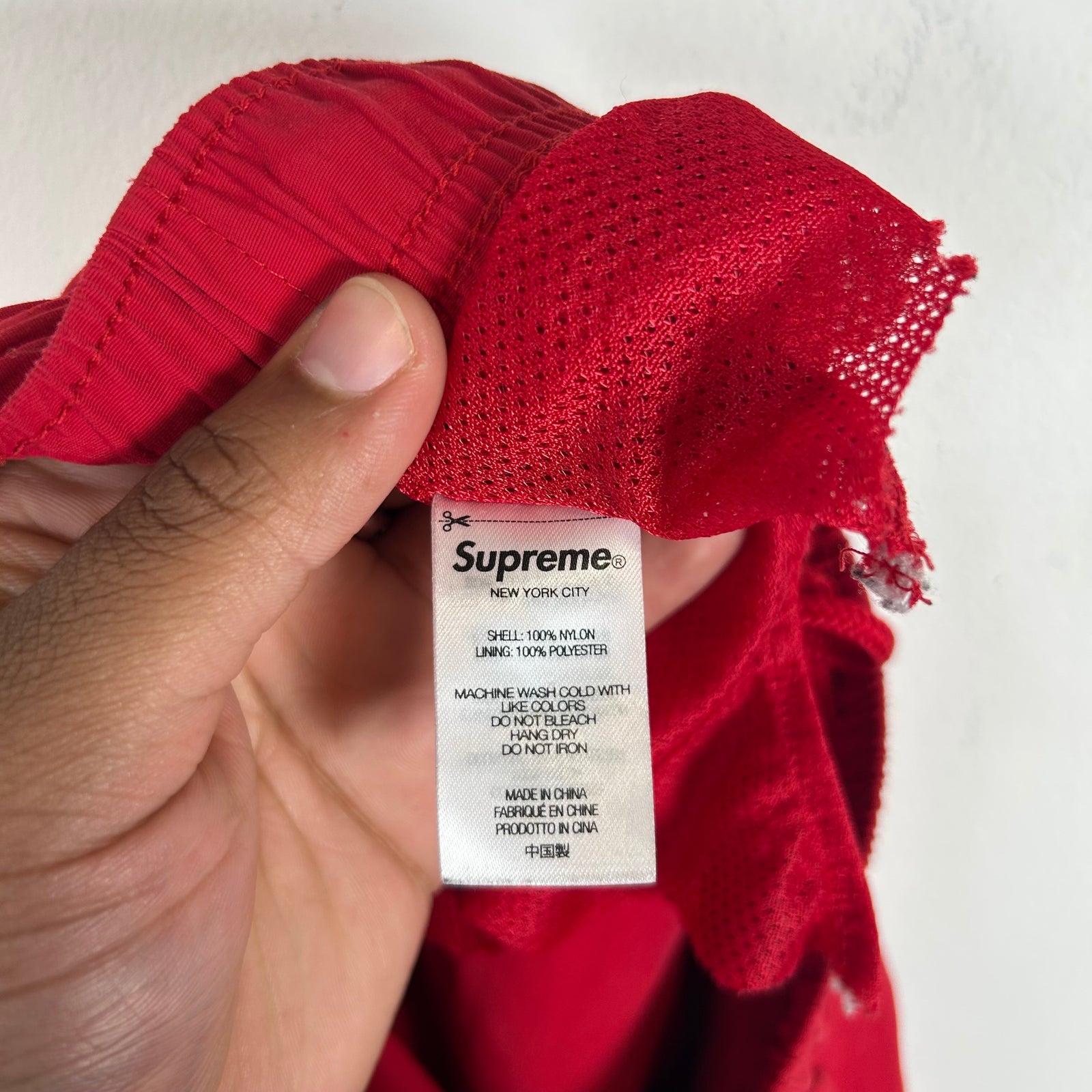 Supreme Red Arc Logo Swim Trunks Size M