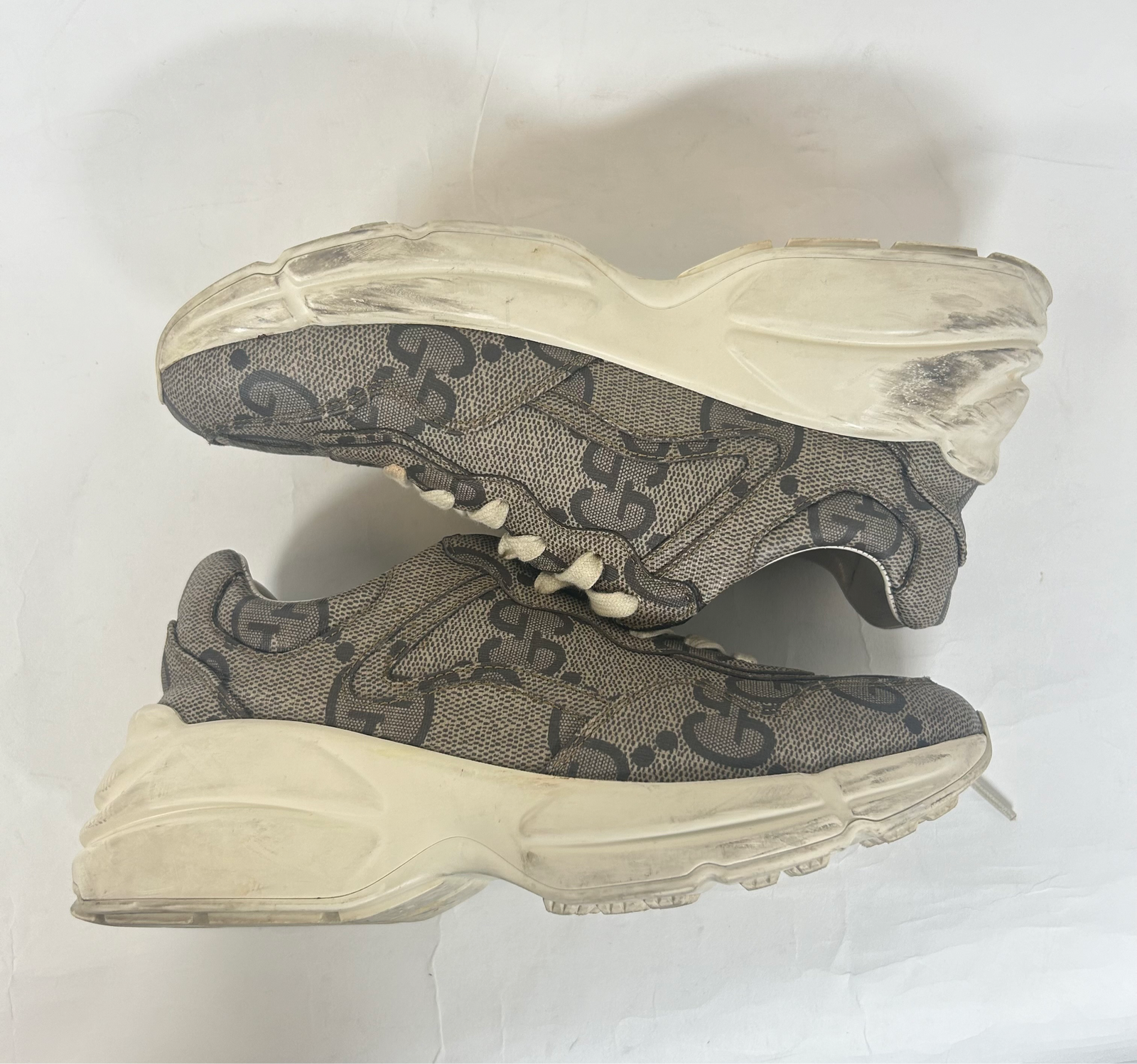Gucci Beige Jumbo GG Rhyton Sneaker Size 37.5