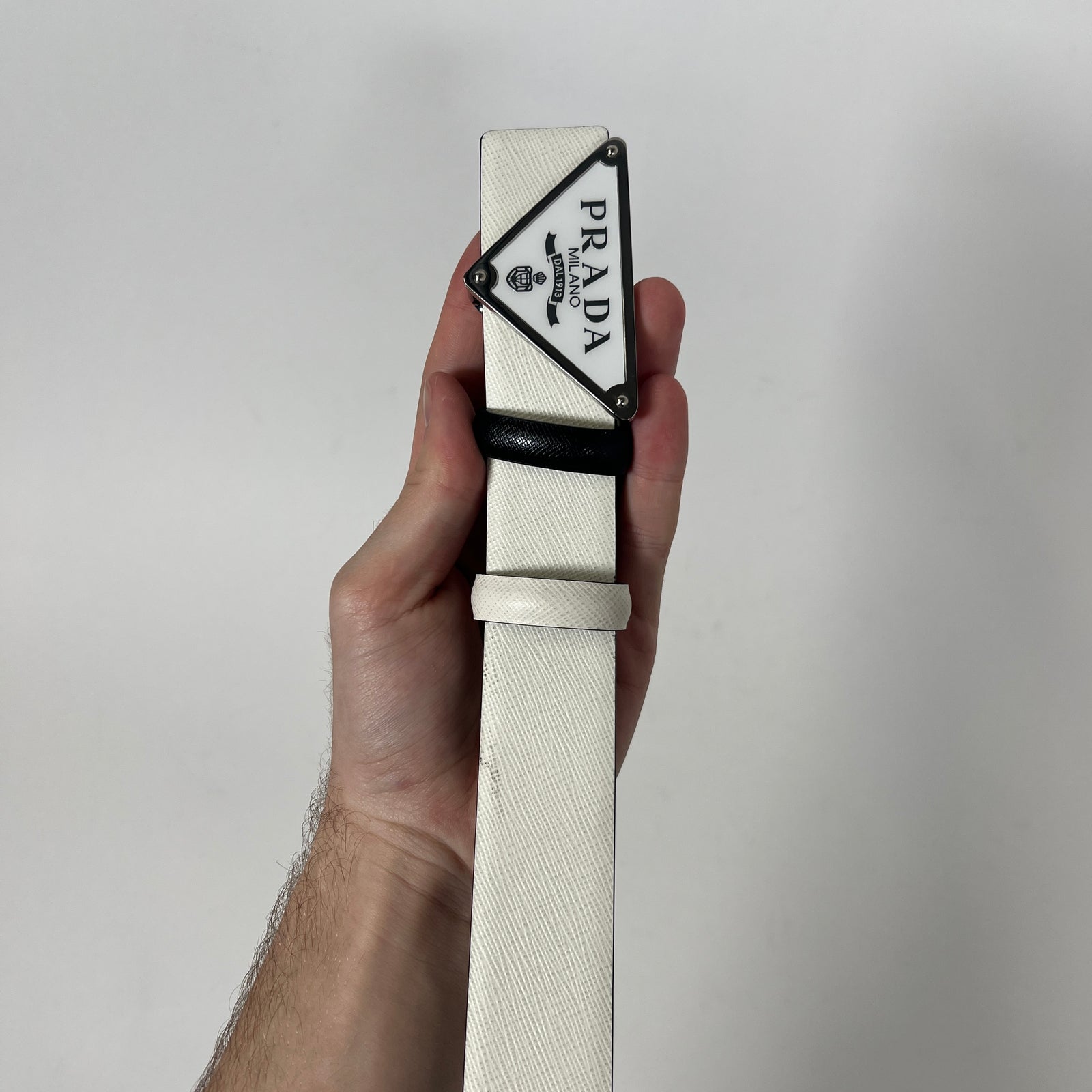 Prada White Saffiano Belt