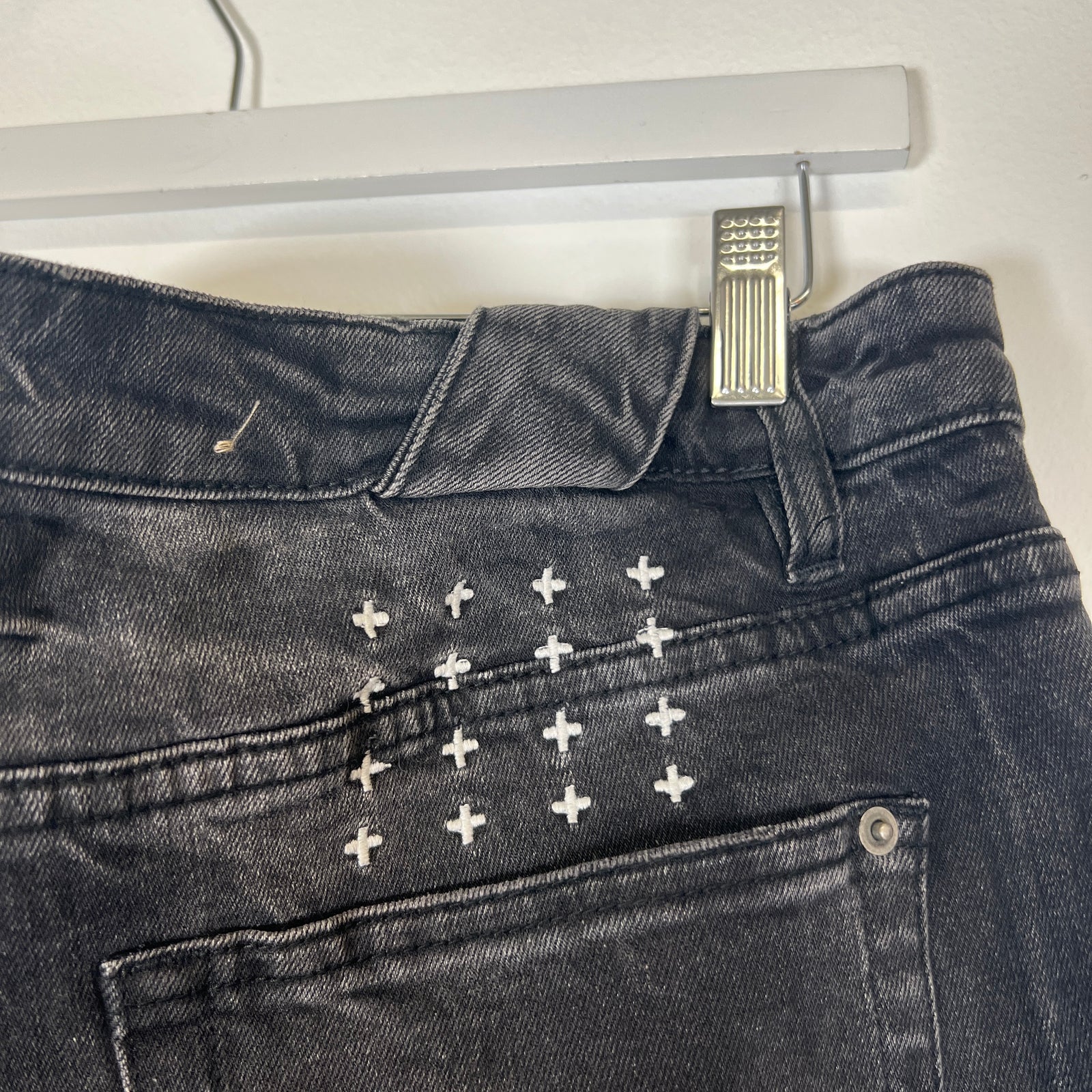 Ksubi Grey Cross Stitch Jeans Size 36