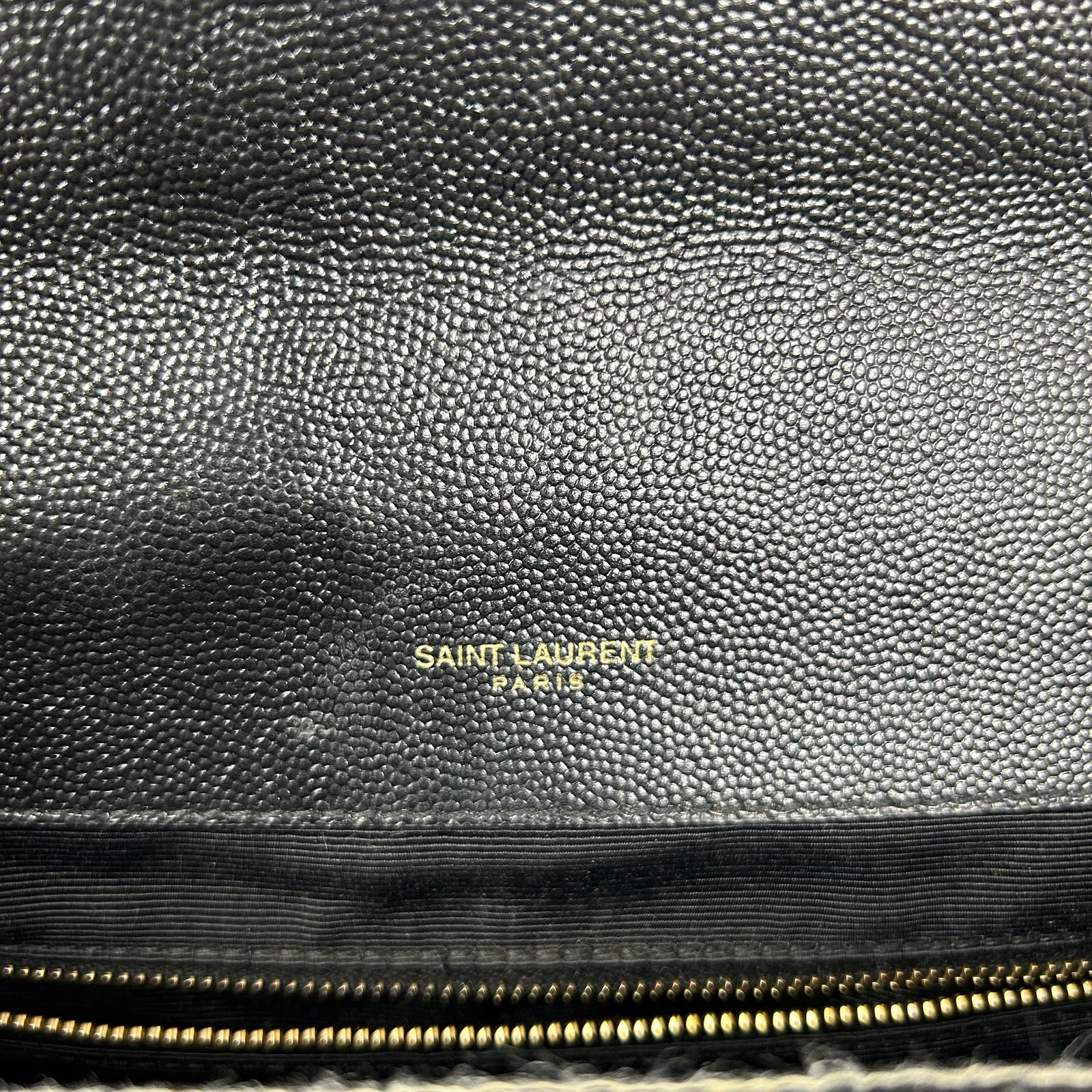 Saint Laurent Black Quilted Grain De Poudre Medium Envelope Bag