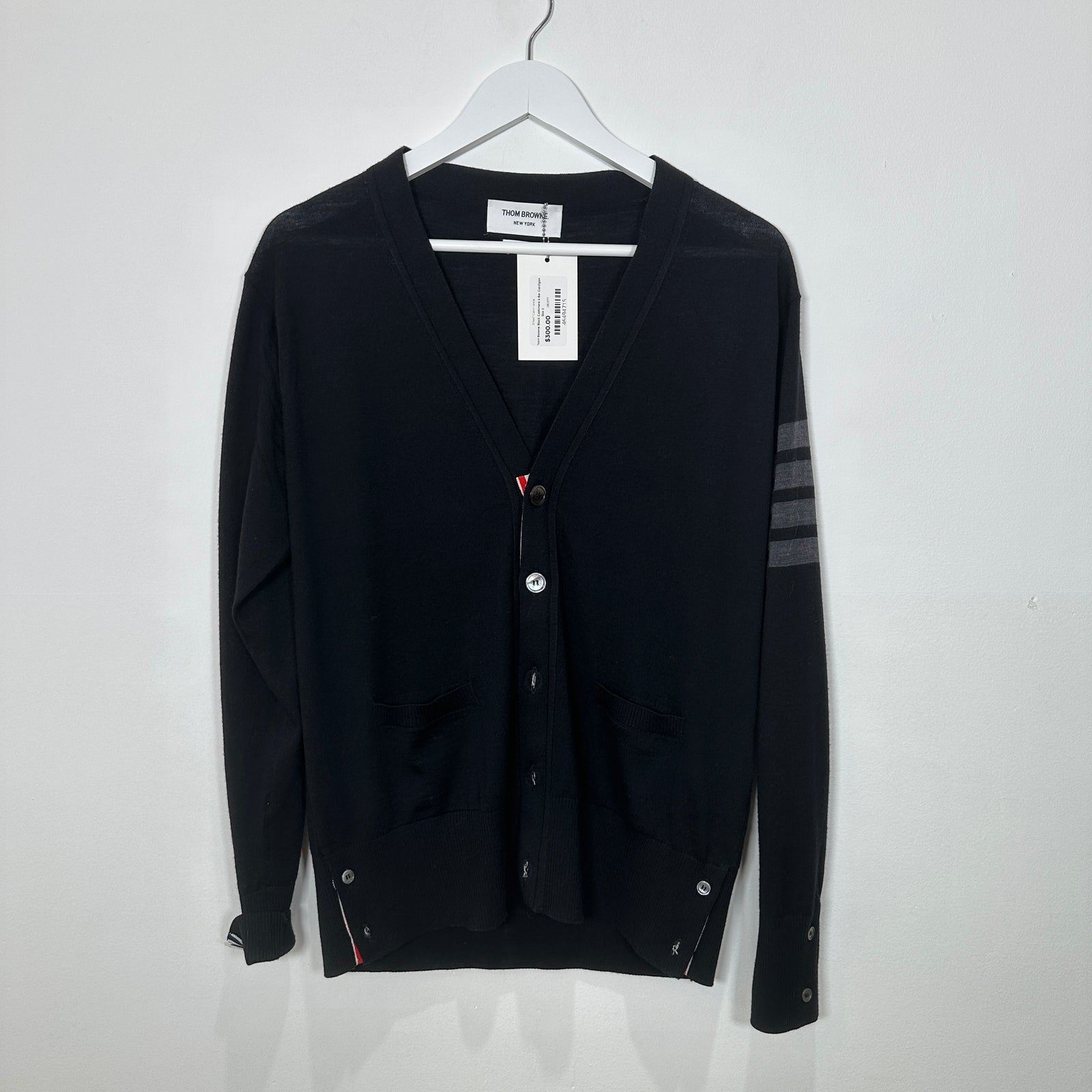 Thom Browne Black Cashmere 4 Bar Cardigan Size 2