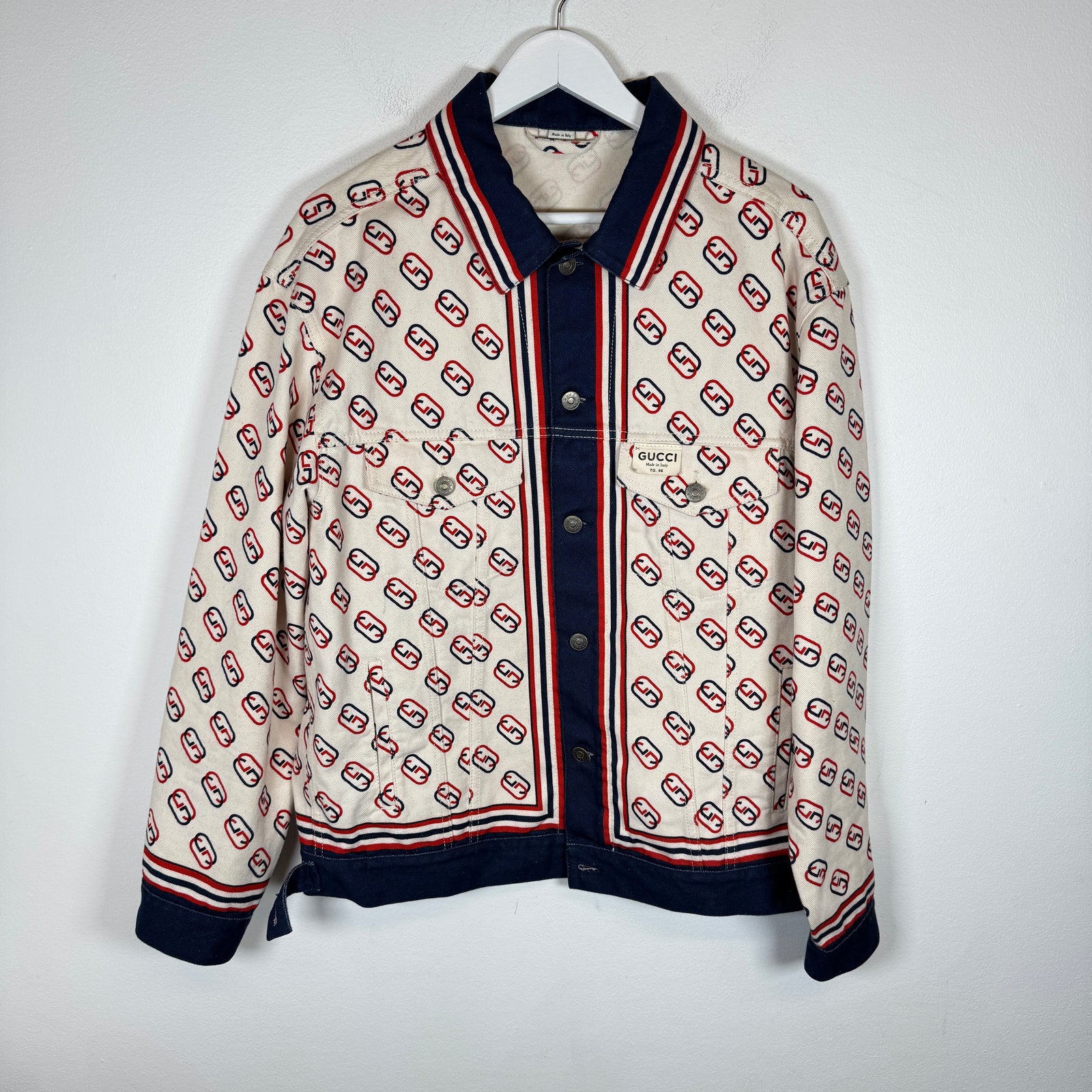 Gucci Interlocking G Logo Printed Trucker Jacket Size 46