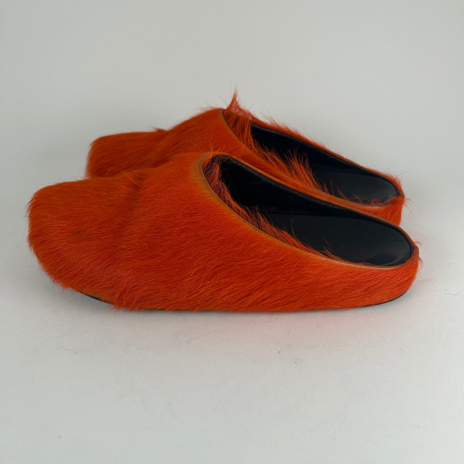 Marni Orange Fuzzy Slip On Slides Size 9