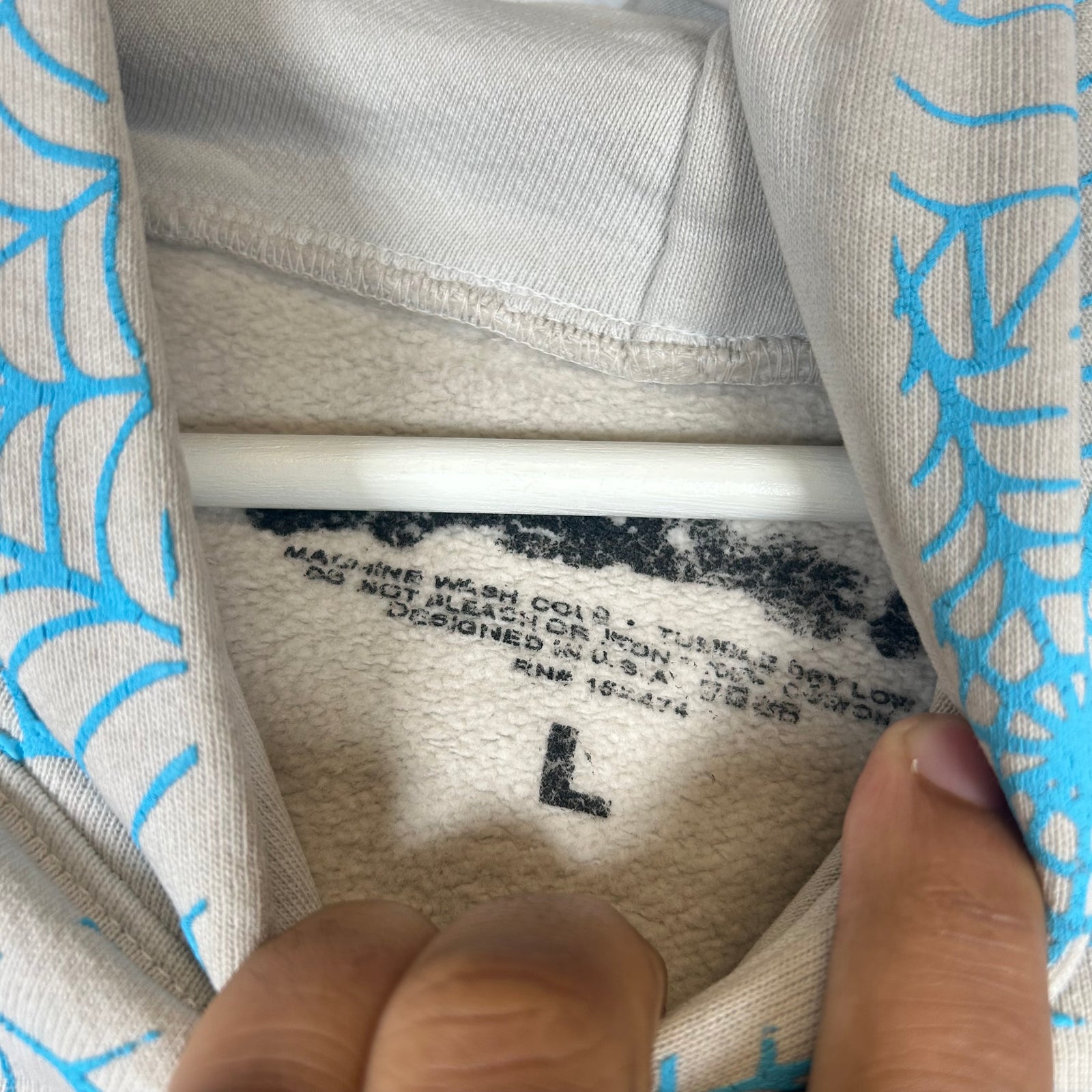 Sp5der Blue All Over Print Hoodie Size L