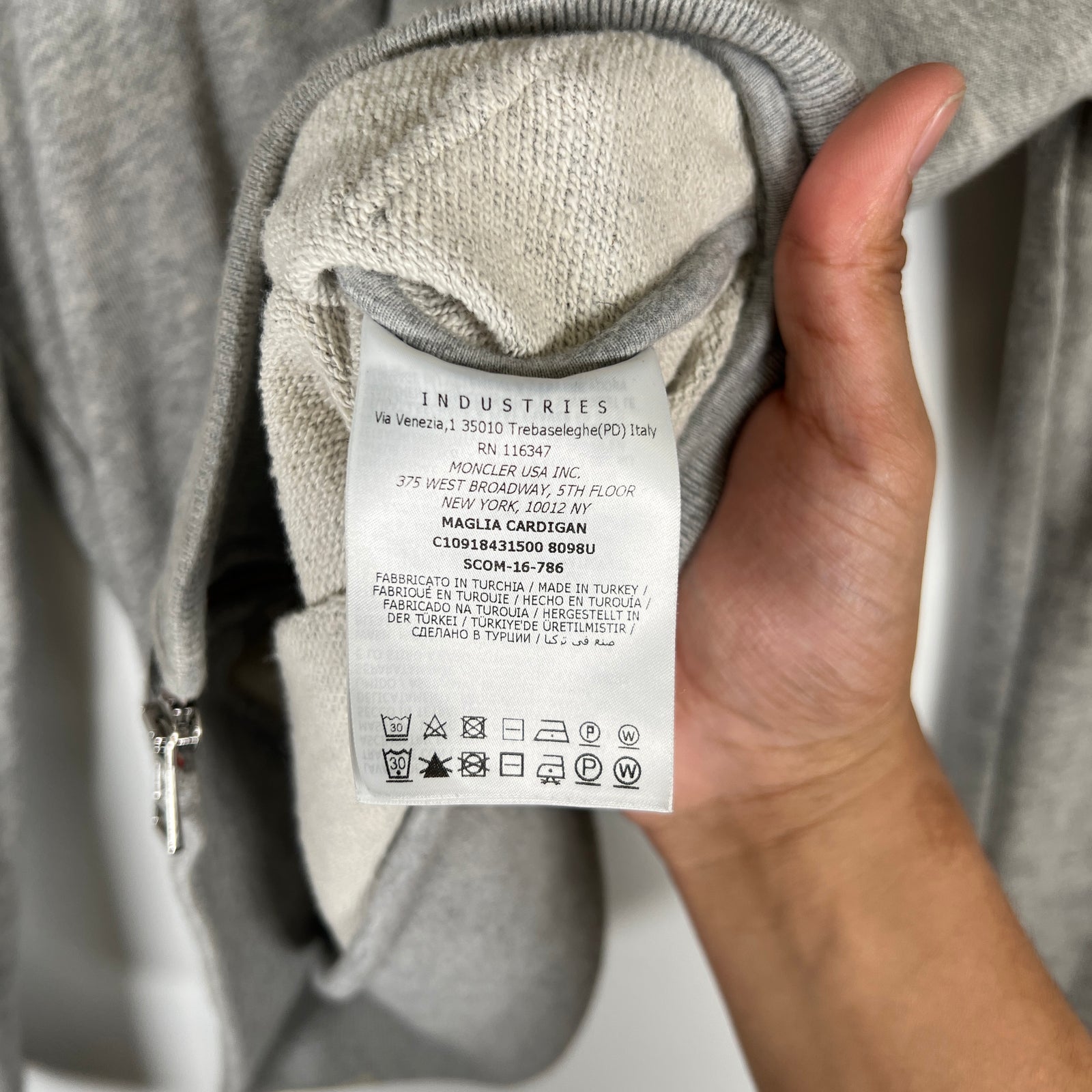 Moncler Grey Maglia Zip Up Hoodie