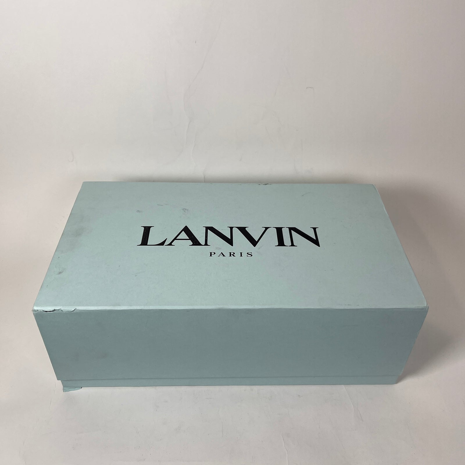 Lanvin White/Blue Clay Leather Low-Top Sneaker Size 45