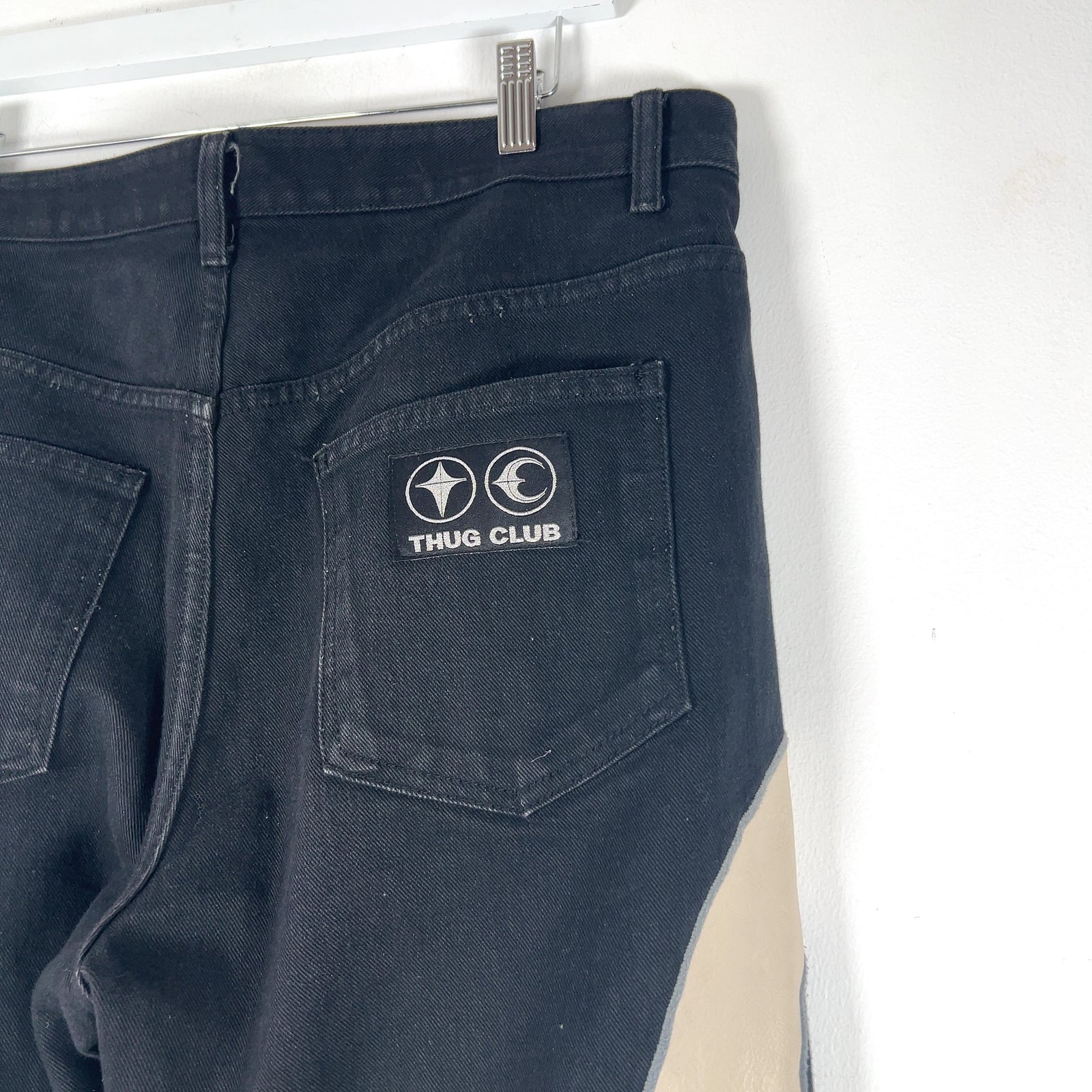 Thug Club Crescent Leather Panel Jeans