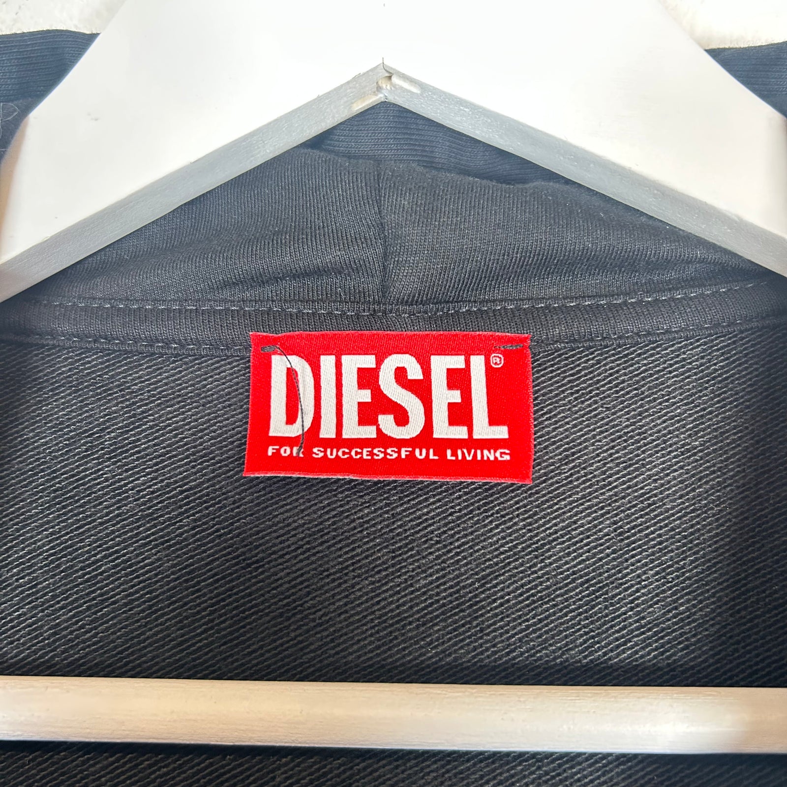 Diesel Black Collegiate Logo Zip-Up Hoodie Size XXL
