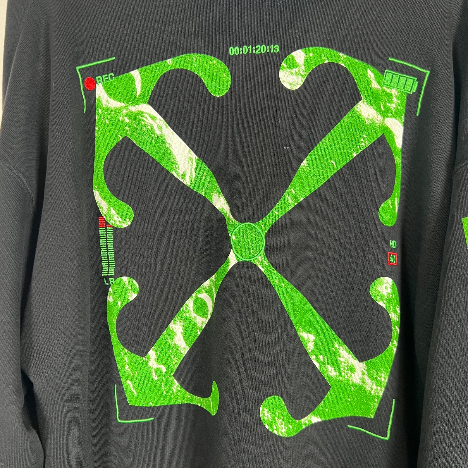 Off-White Black/Green 'Moon Camera' Hoodie Size S