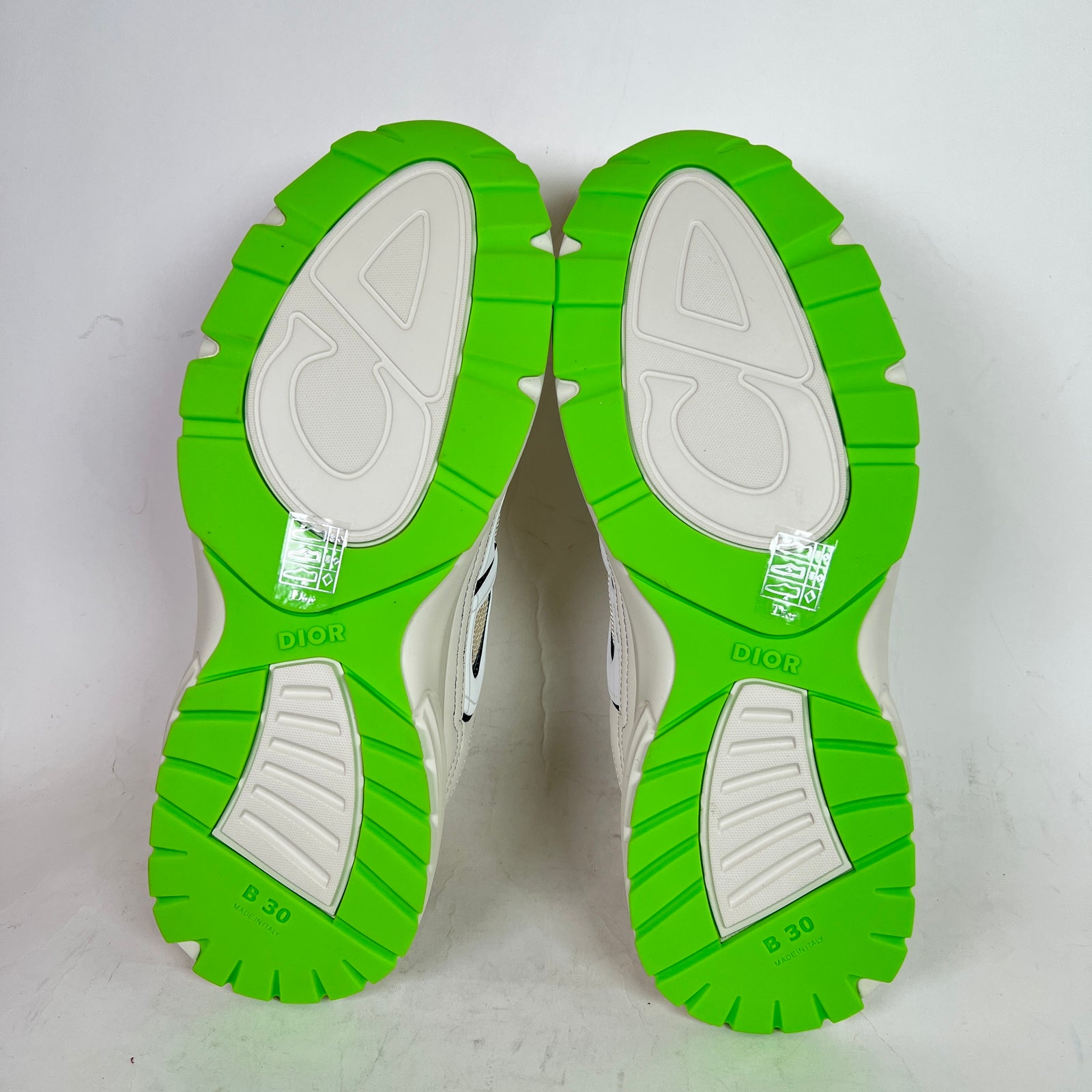 Dior B30 Beige/Lime Green Microfiber Mesh Sneaker Size 43