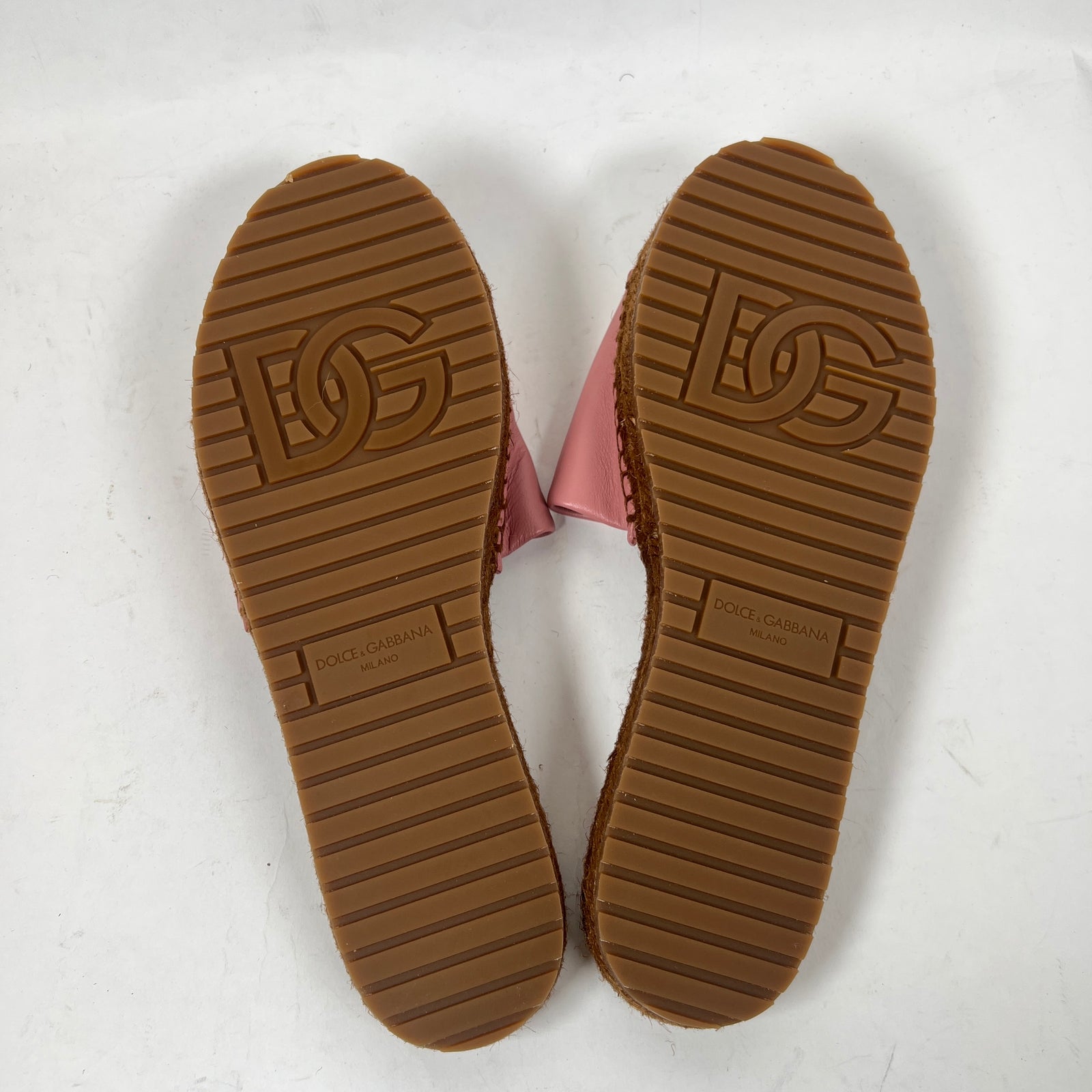 Dolce & Gabbana Pink DG Medallion Napa Espadrilles Size 38