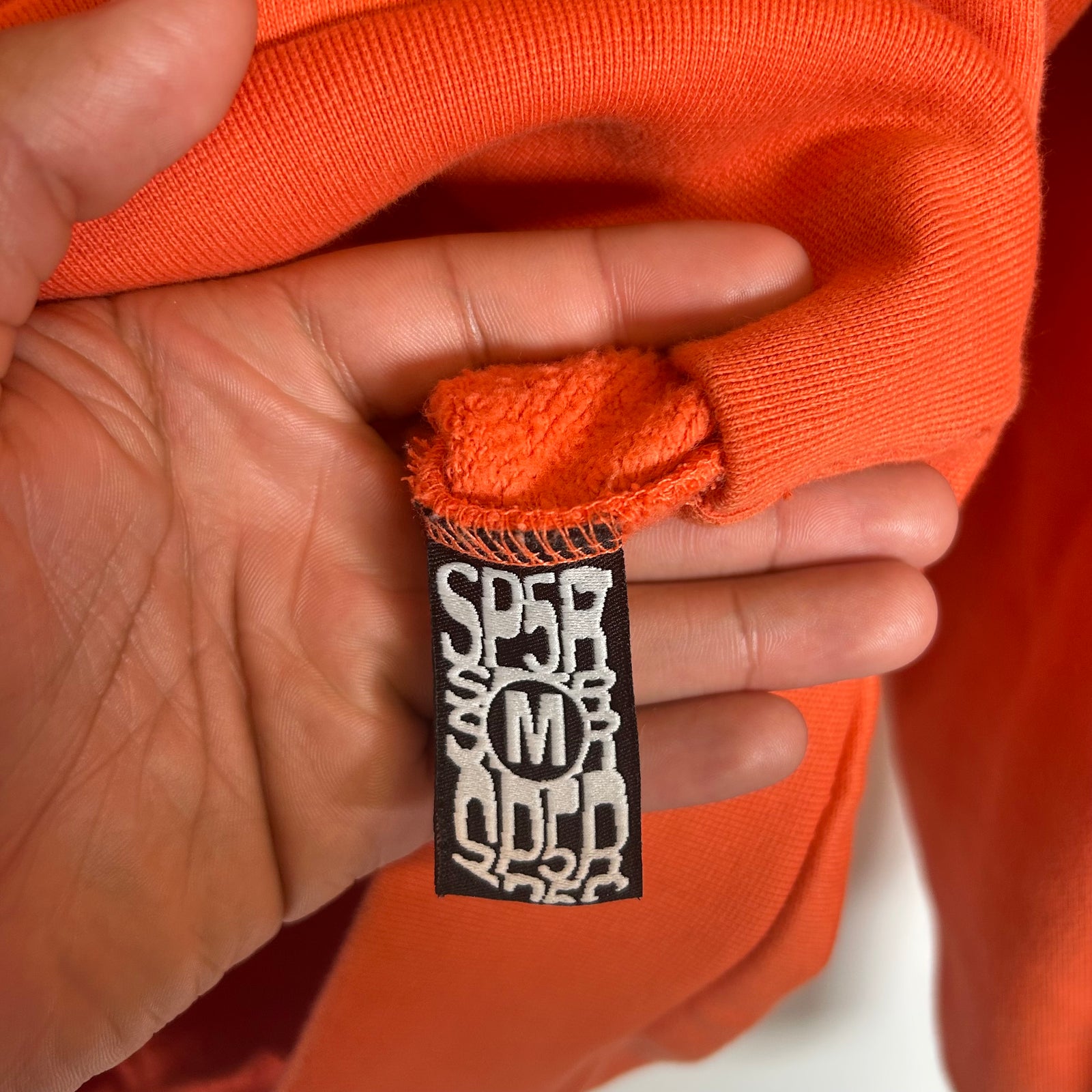 Sp5der Orange Rhinestone Hoodie Size M
