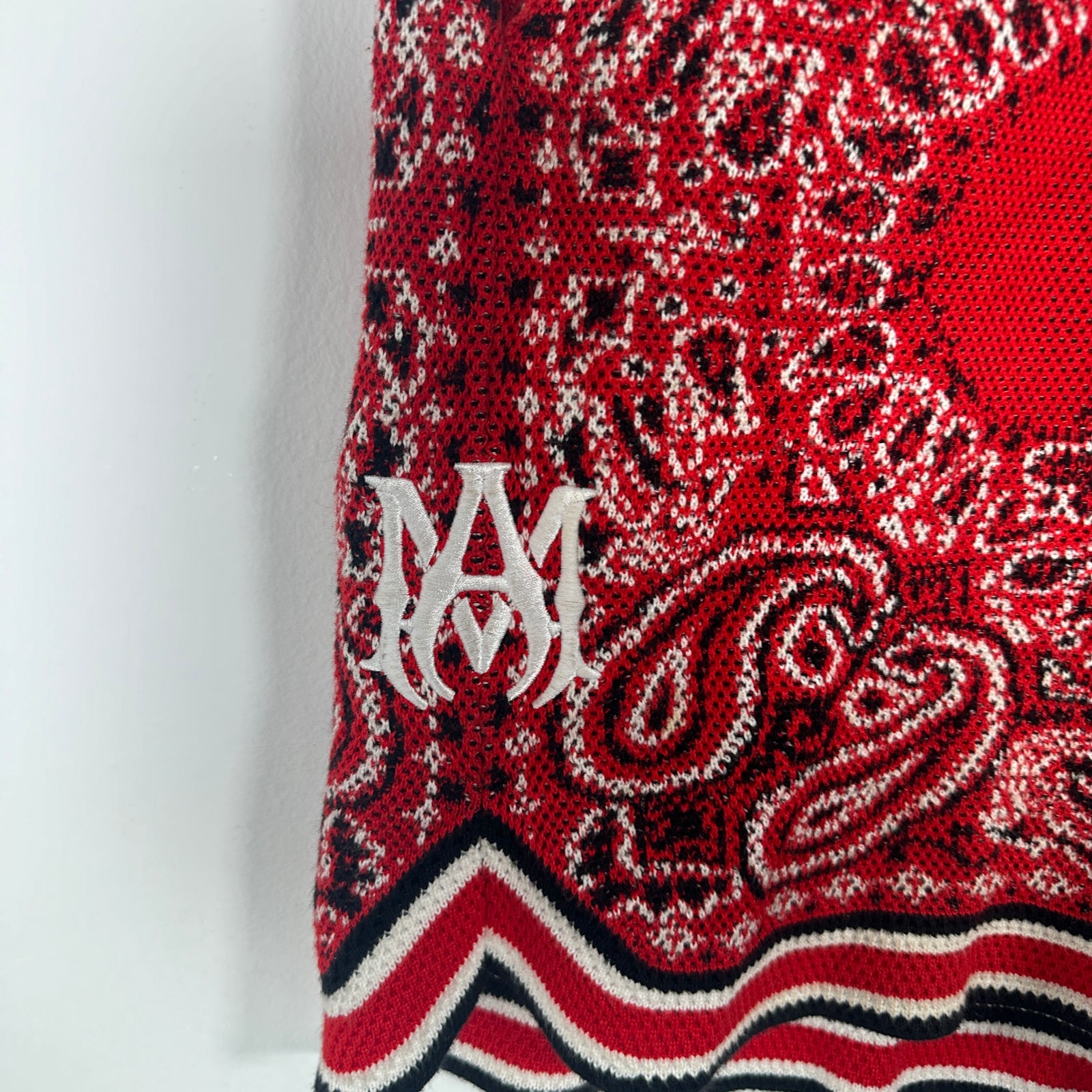 Amiri Red Knit Paisley Shorts Size L`
