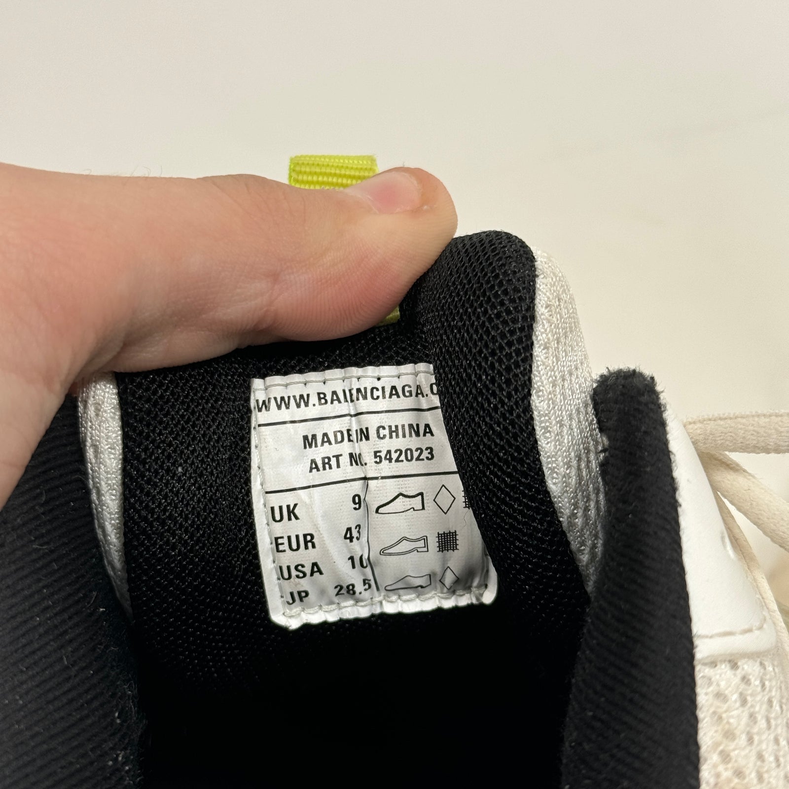 Balenciaga White/Neon Yellow Track Sneakers Size 43
