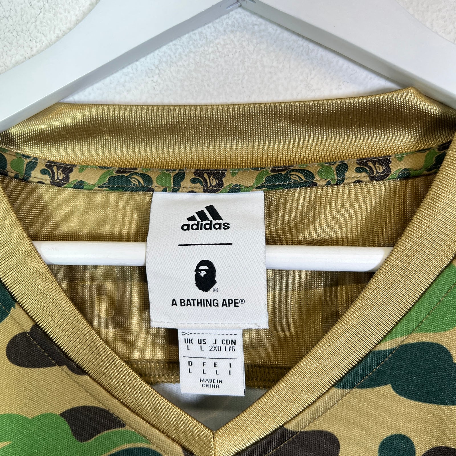 Bape x Addias Green Camo SB Football Jersey
