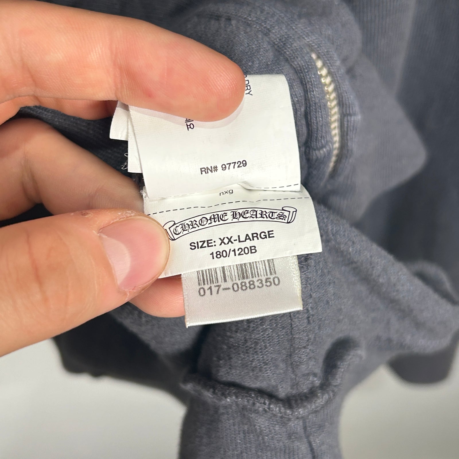 Chrome Hearts Gray Zip Up Hoodie Size XXL