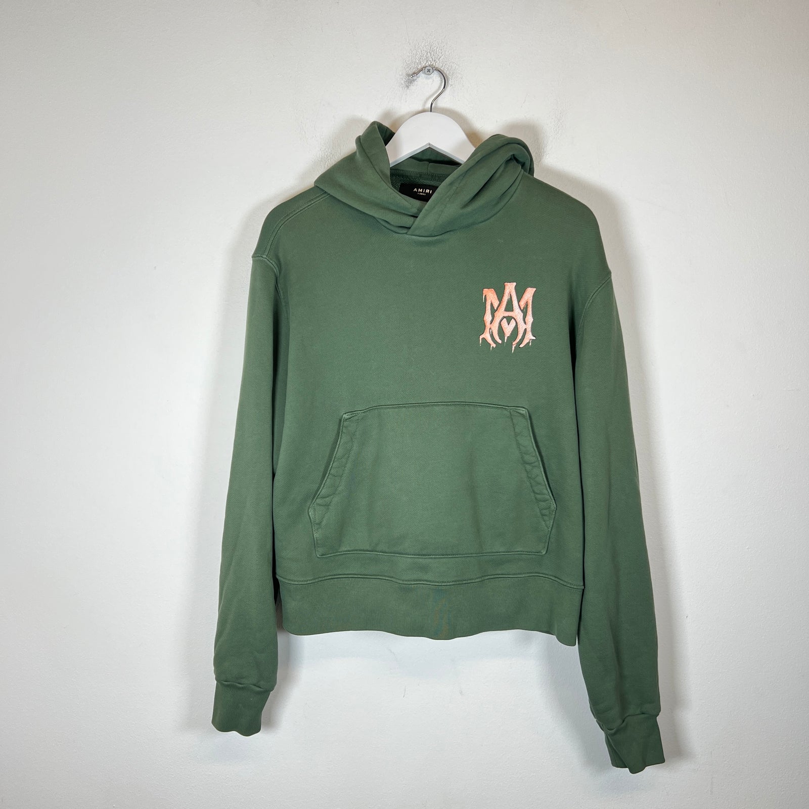 Amiri Green/Peach Watercolor MA Logo Hoodie Size XS