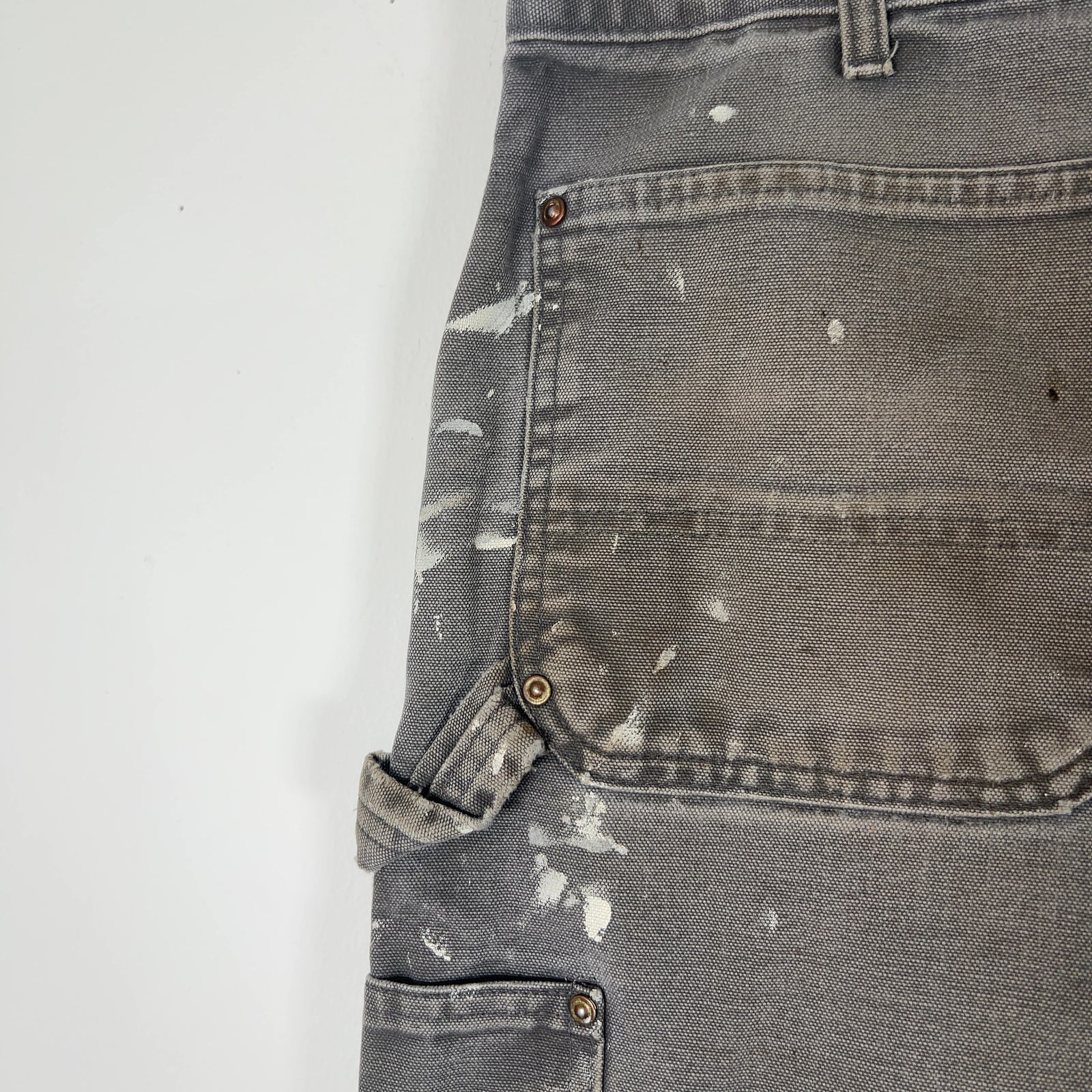 Carhartt Faded Grey Distressed 'Double Knee' Carpenter Pants