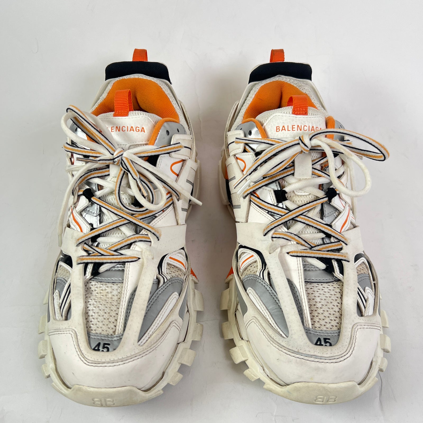 Balenciaga White/Orange Track Sneaker Size 45