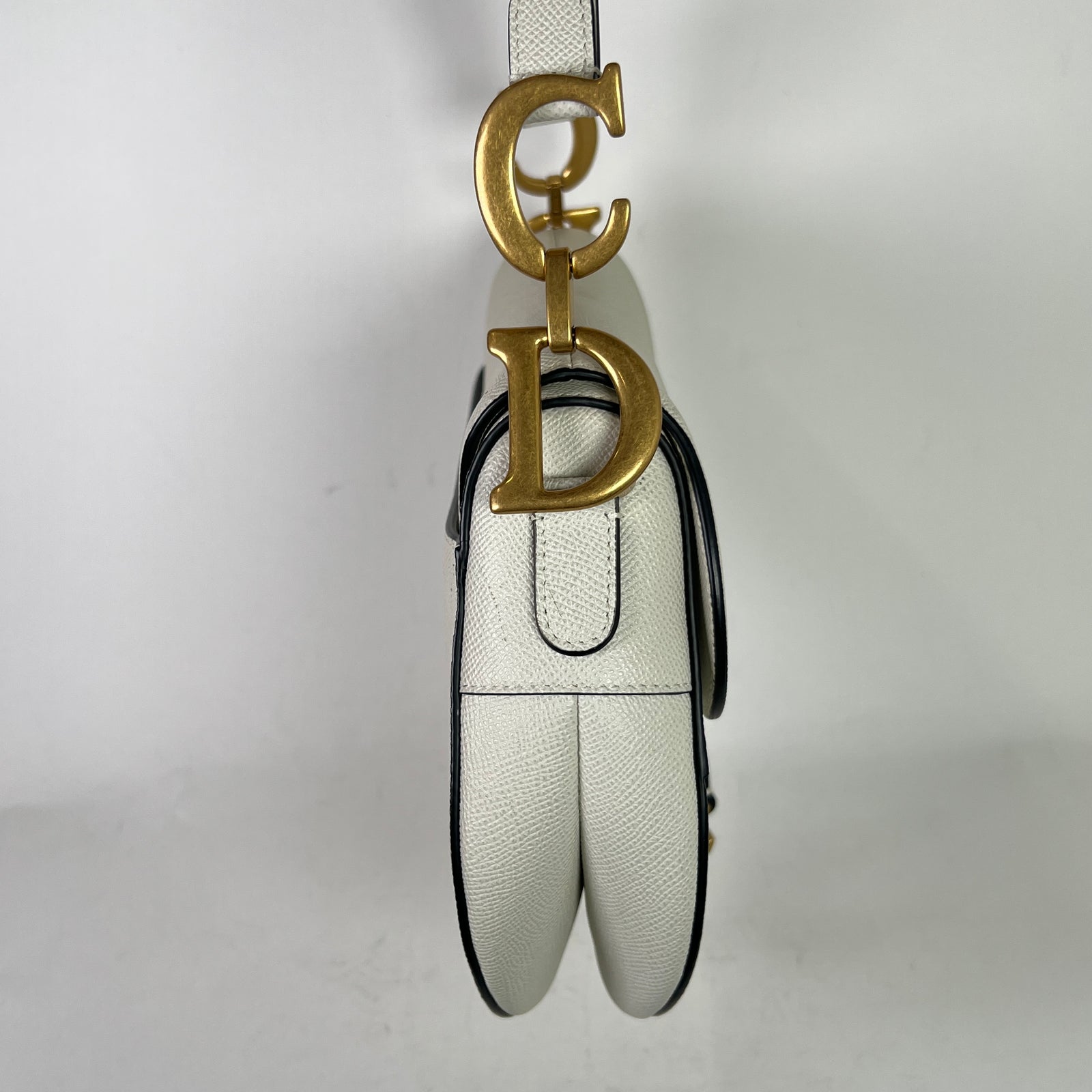 Dior Latte Grained Calfskin Medium Saddle Bag