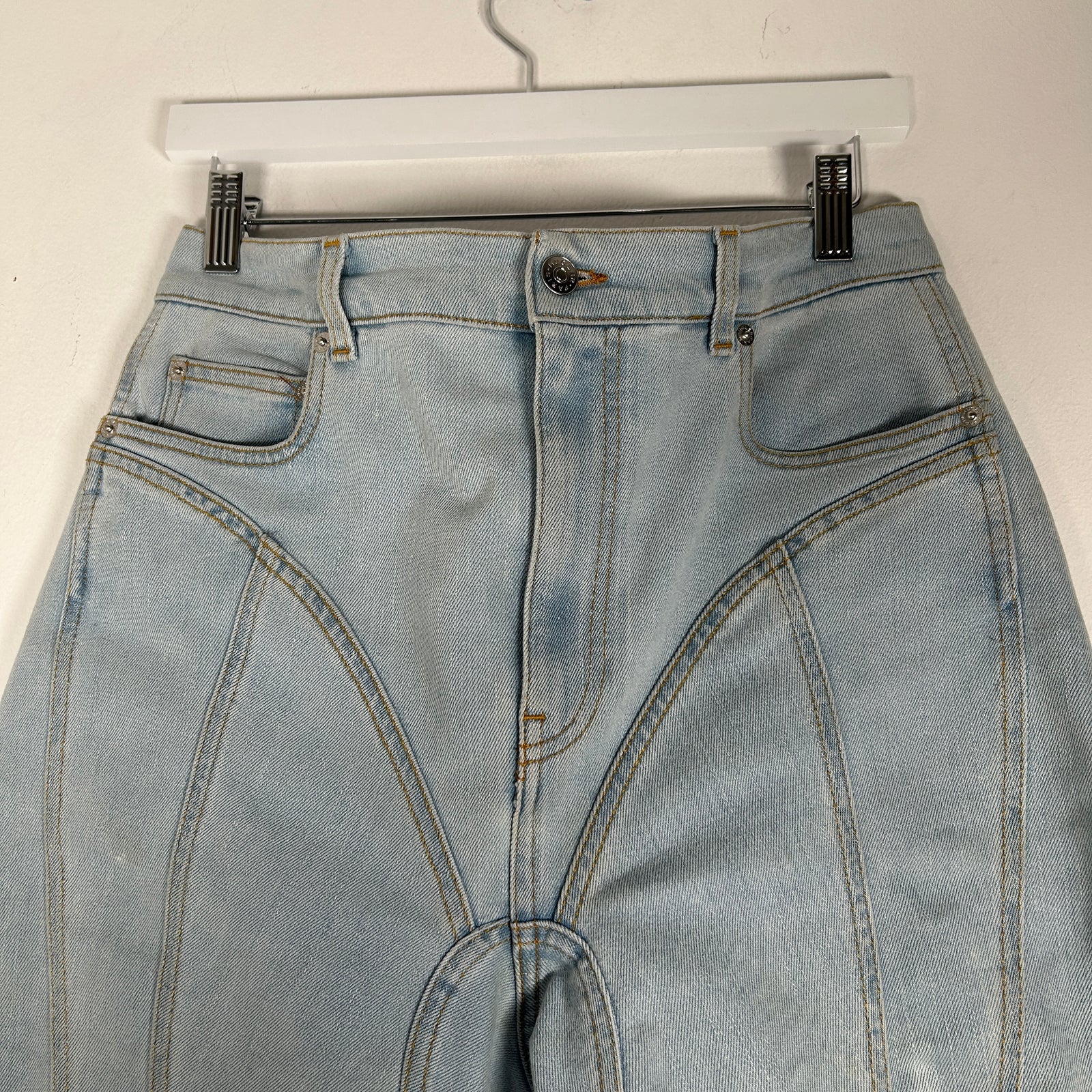 Mugler Spiral Mesh Cut Out Jeans Size 44