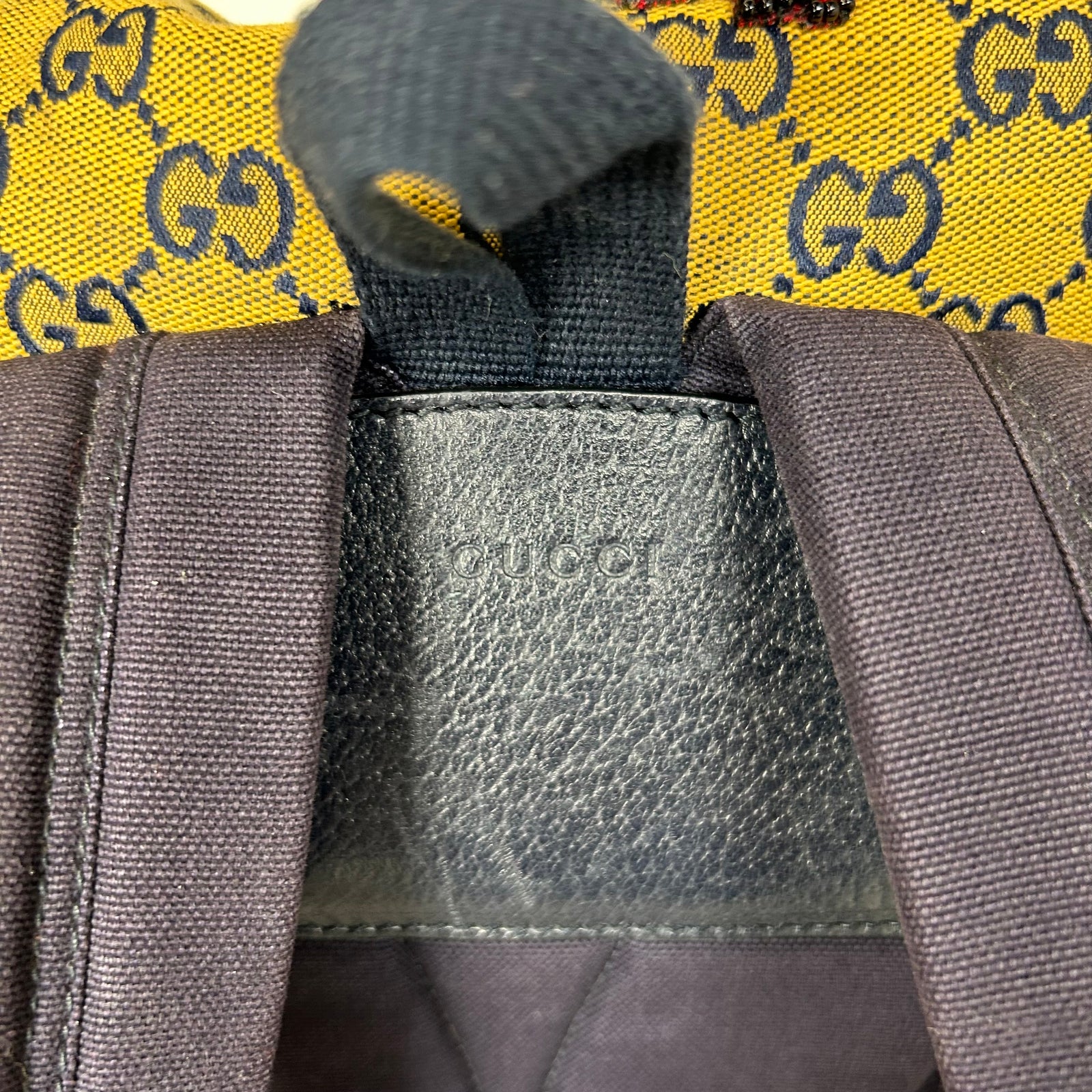 Gucci Yellow Fabric Maxi Monogram Utility GG Backpack