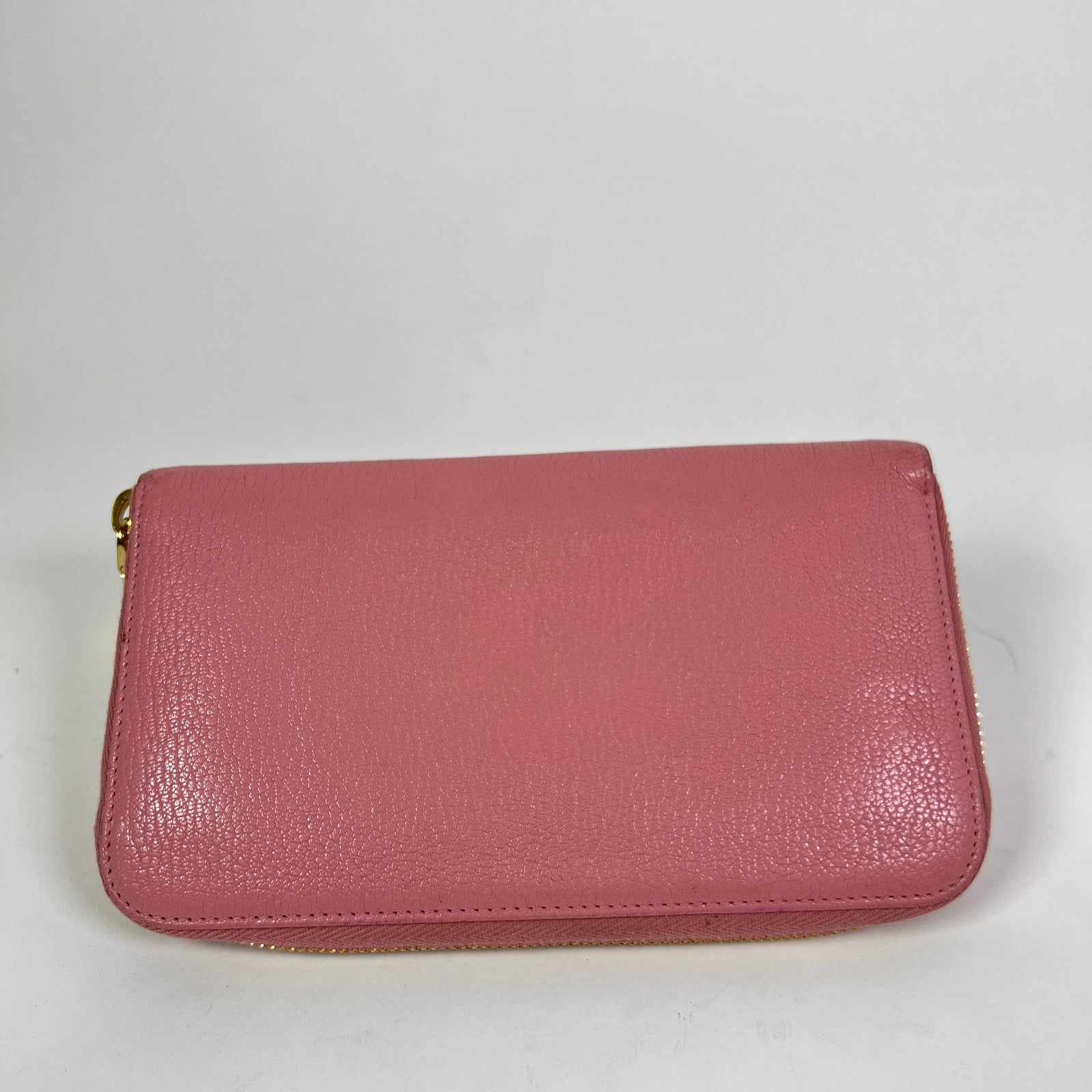 Miu Miu Pink Leather Zip Around Wallet