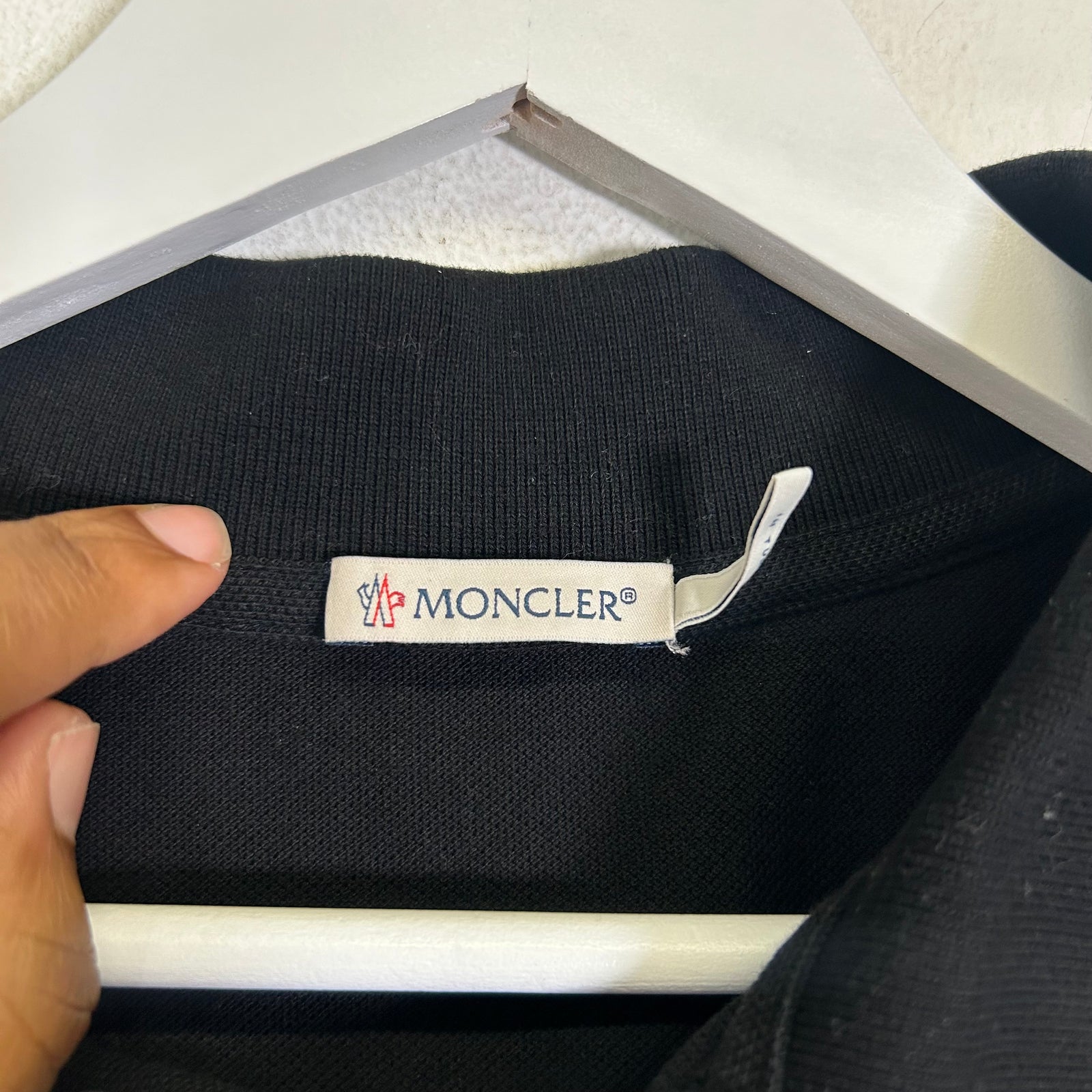 Moncler Navy Striped Polo Shirt Size L