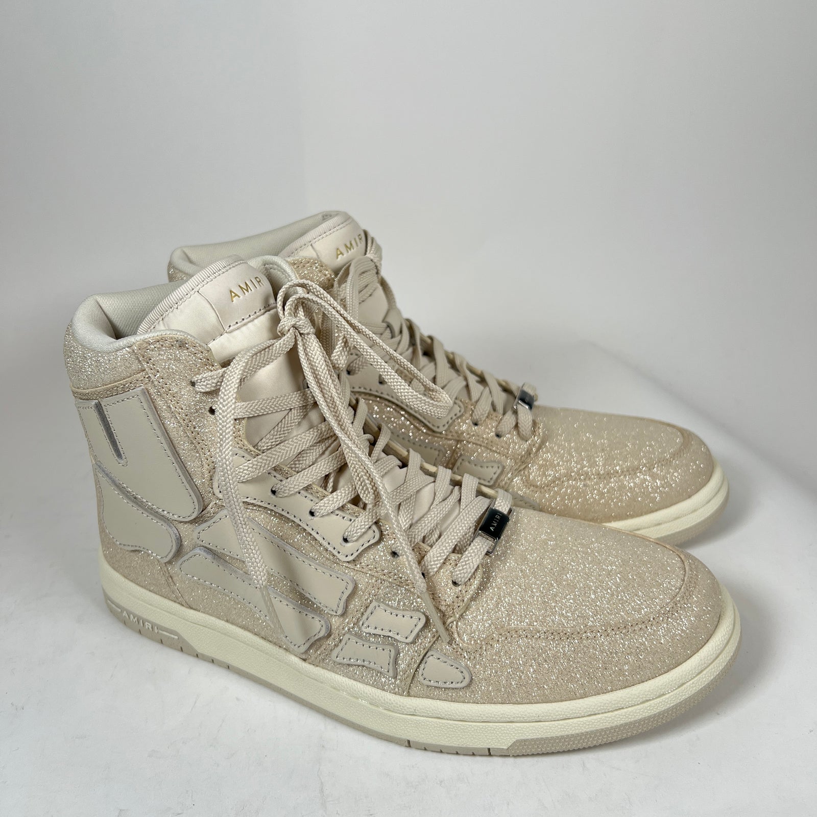 Amiri Beige Glitter Skel Hi-Top Sneaker Size 42