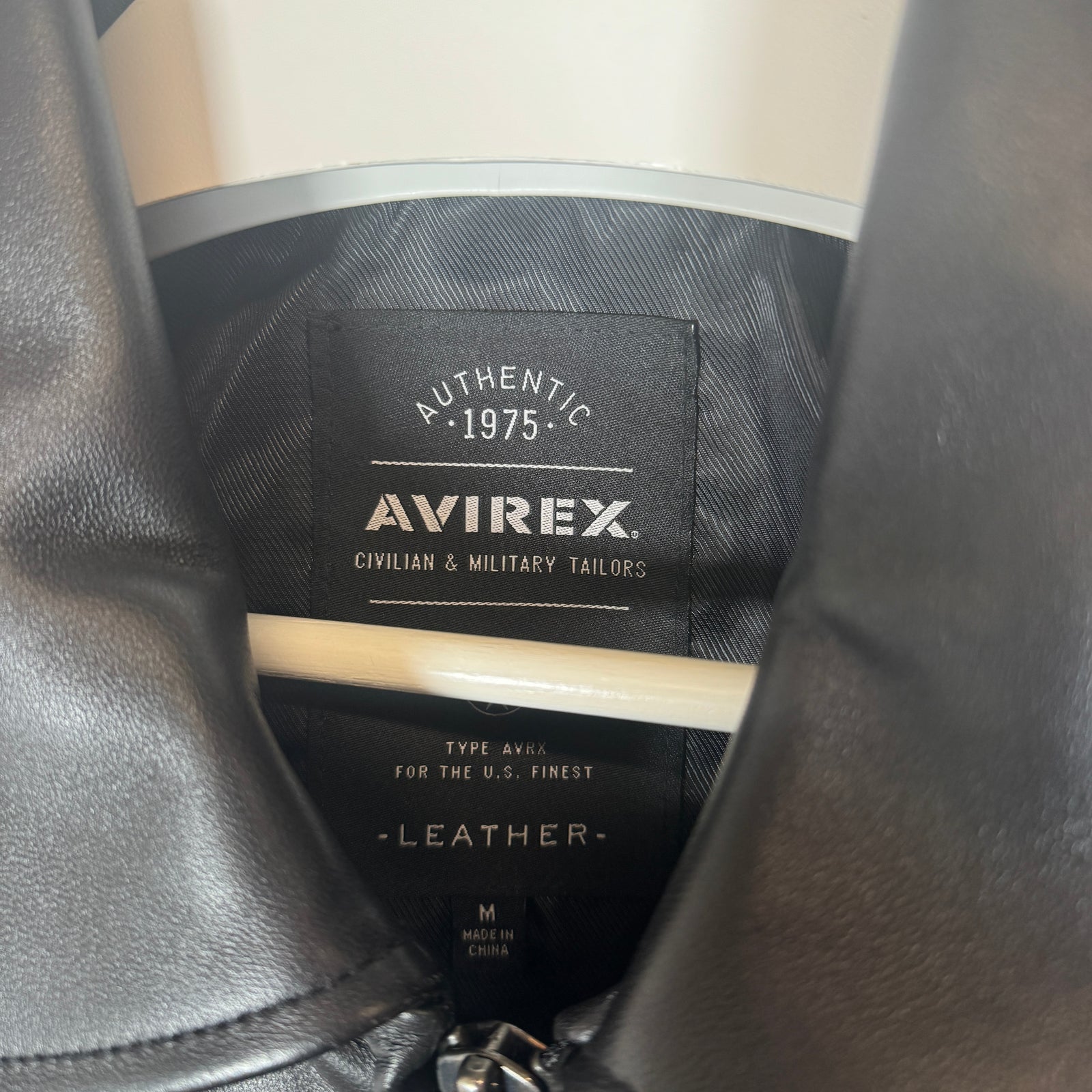 Avirex Black Icon Leather Jacket Size M