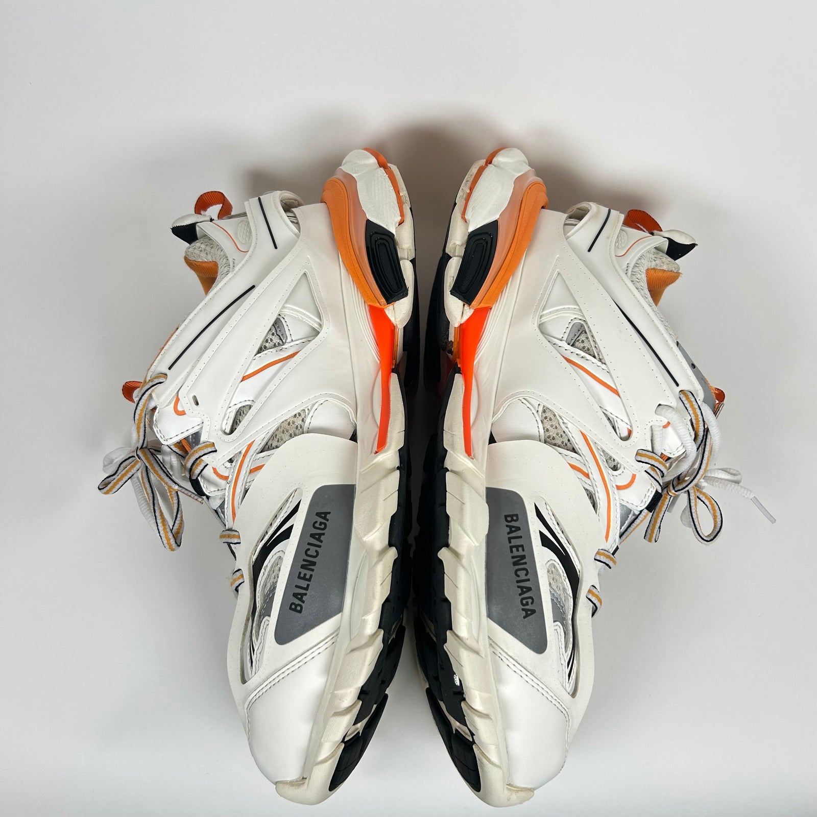 Balenciaga White/Orange Track Sneakers Size 45