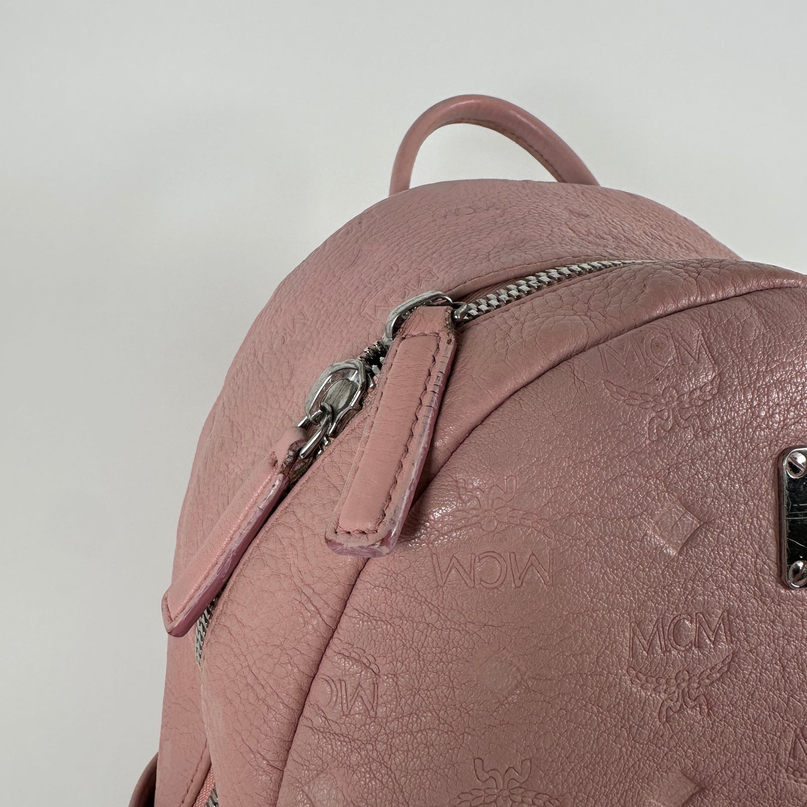 Mcm Pink Logo Emprinte Backpack