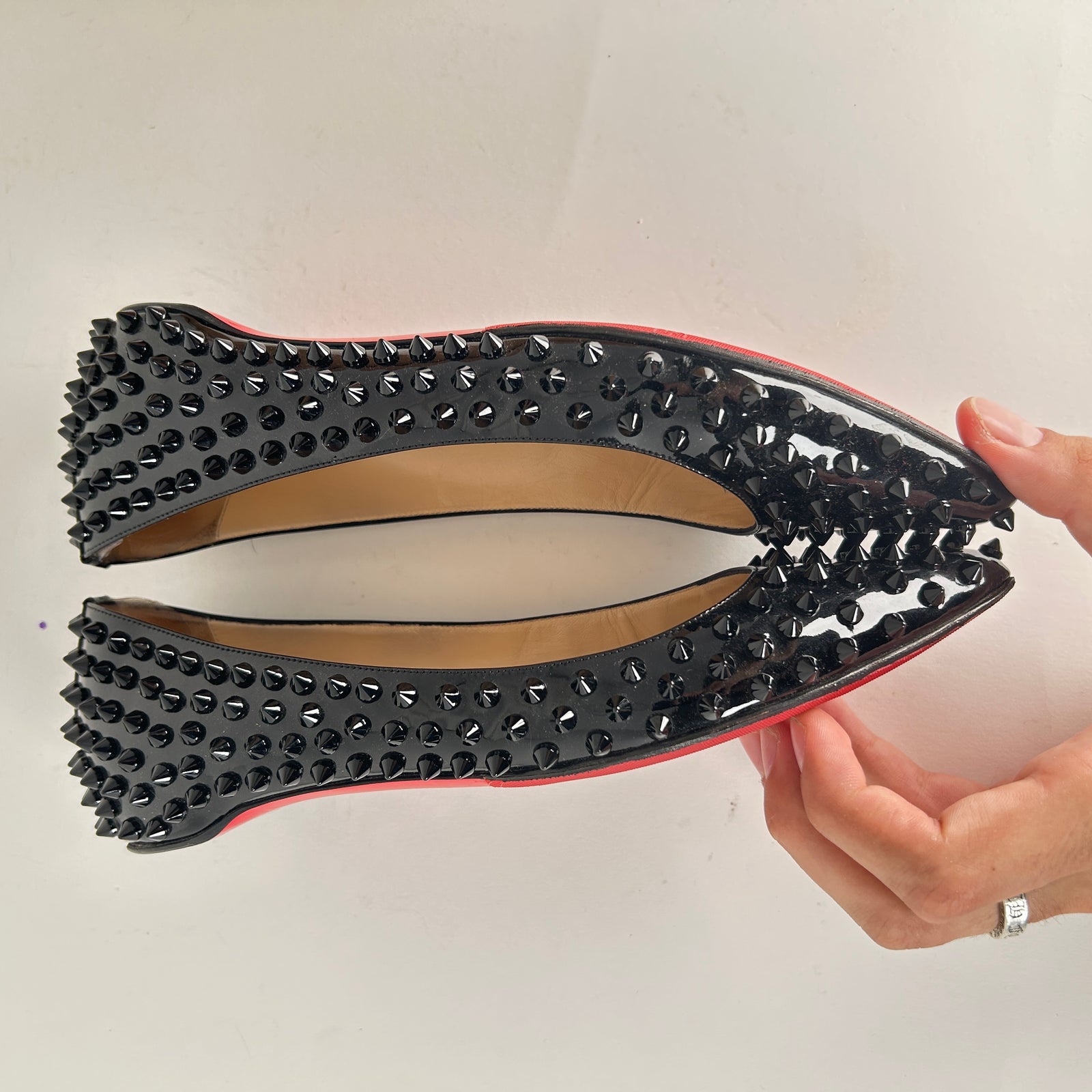 Christian Louboutin Black Patent Studded Flats Size 38