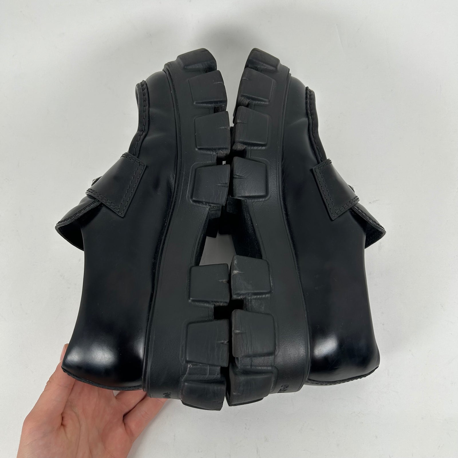 Prada Black Leather Monolith Sneakers Size 10