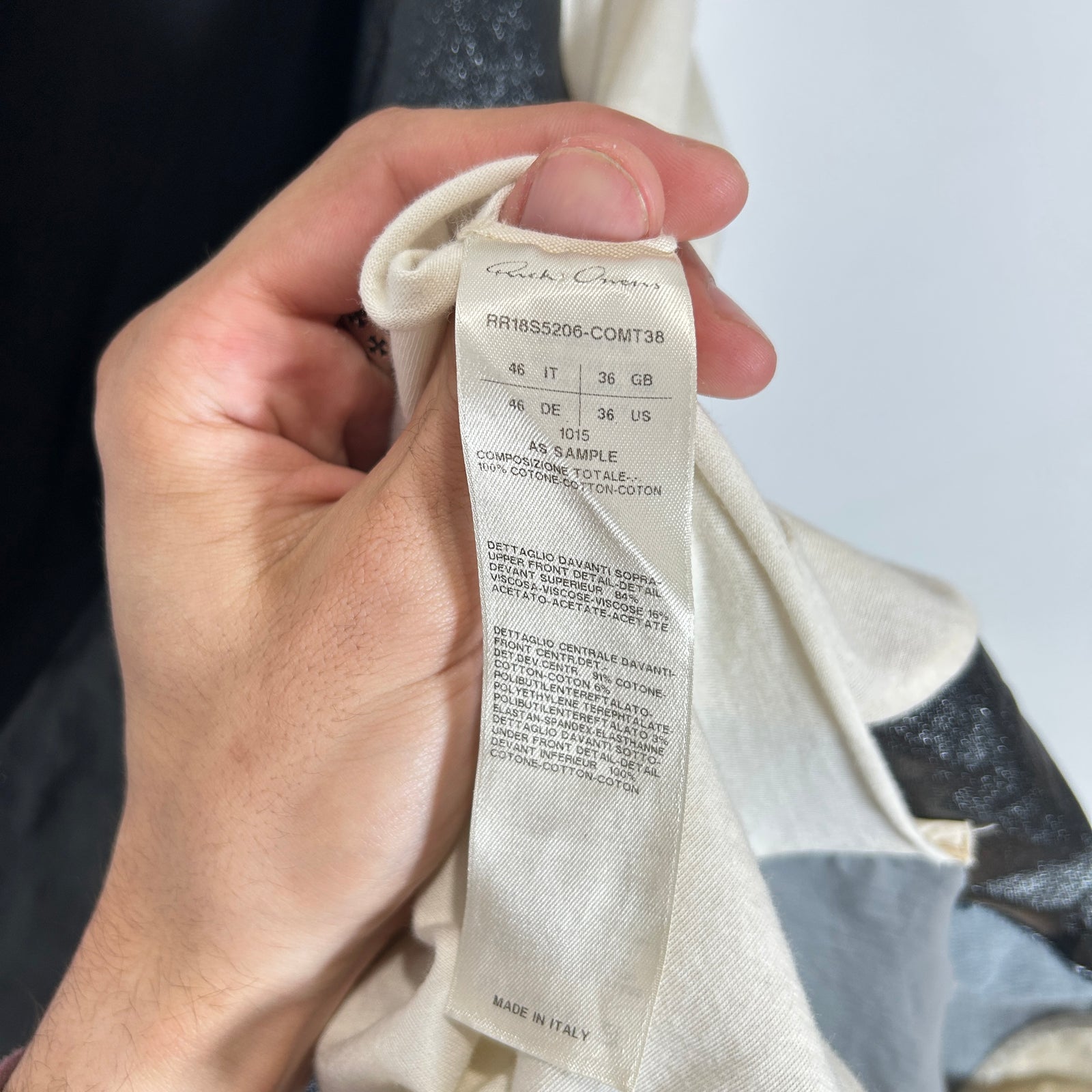 Rick Owens SS18 'Dirt' Superhuman Sample T-Shirt Size S
