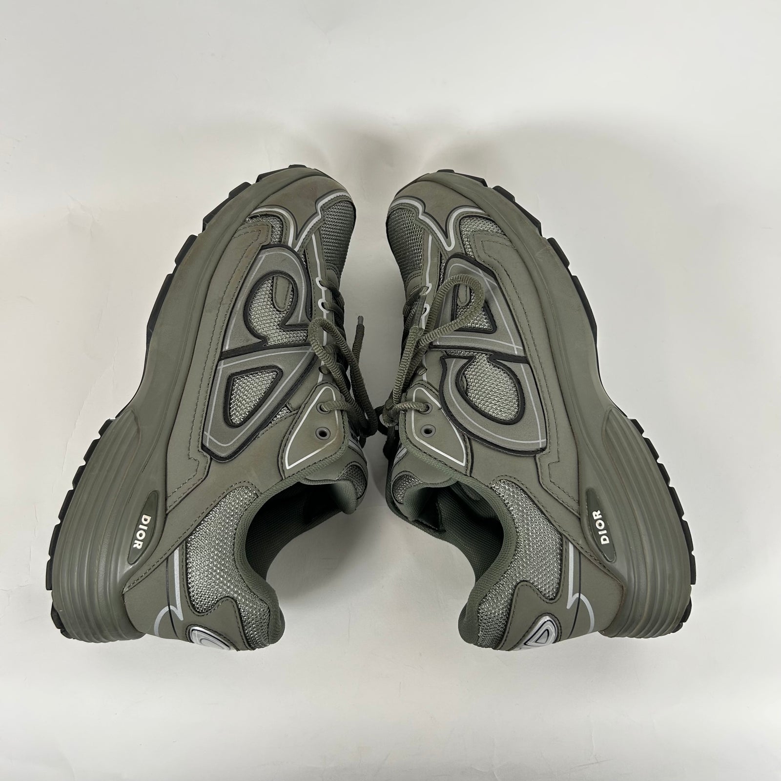 Dior B30 Khaki Green Microfiber Mesh Sneaker Size 42