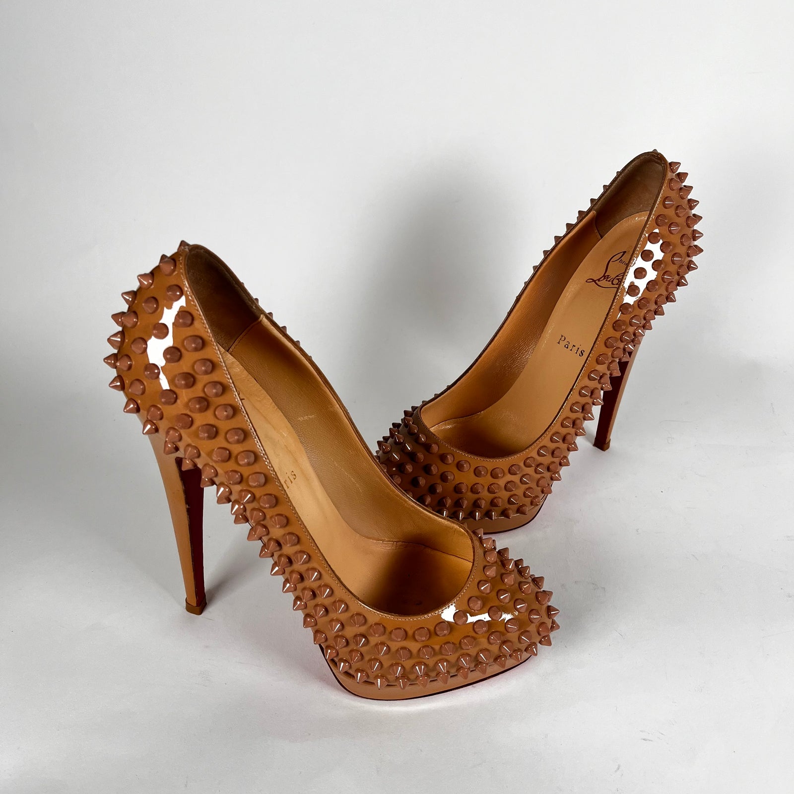 Christian Louboutin Tan Spiked Heels Size 40