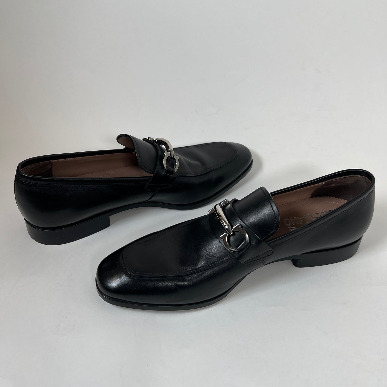 Ferragamo Benford Black Leather Bit Loafer Size 10
