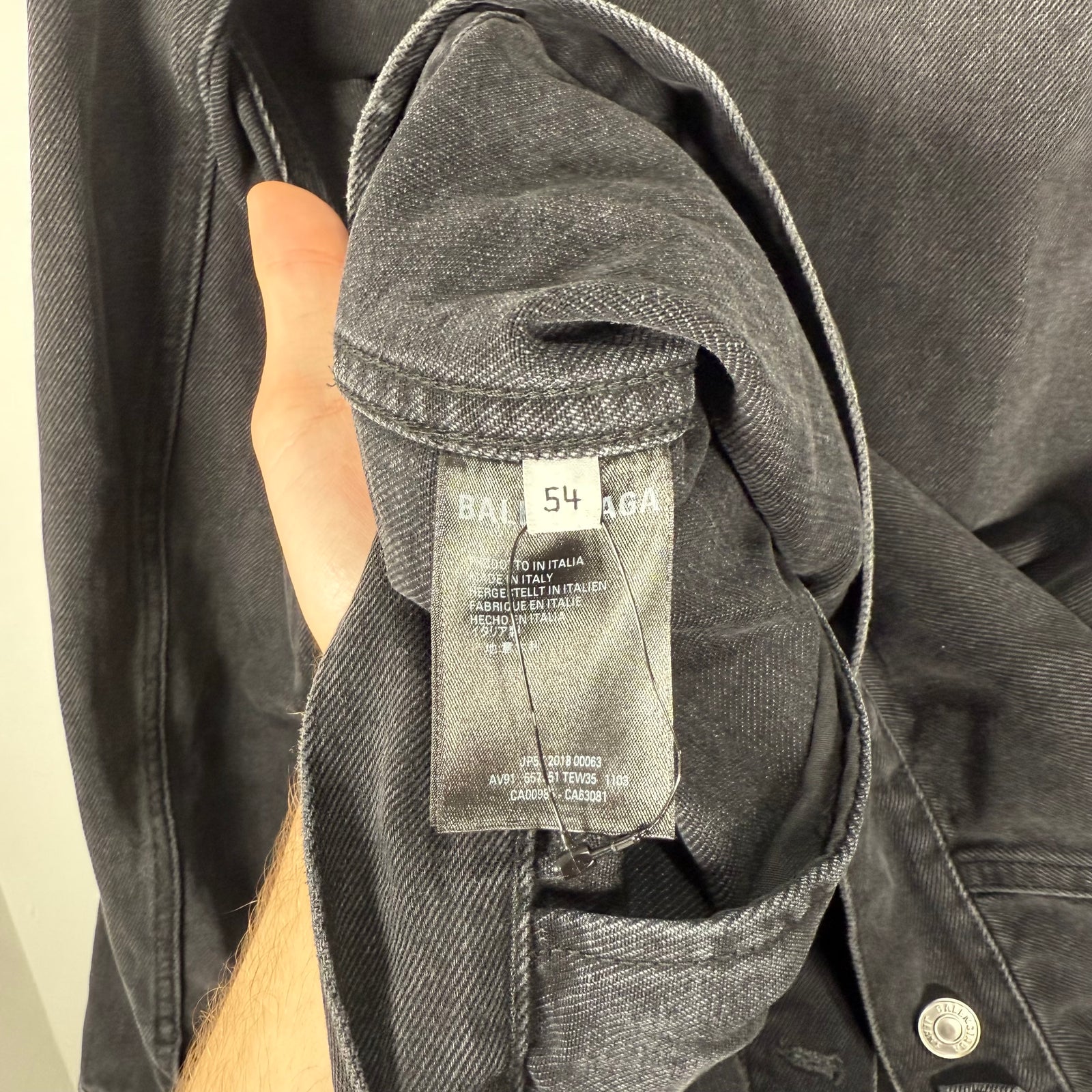 Balenciaga Spell Out Logo Black Jean Jacket Size XL