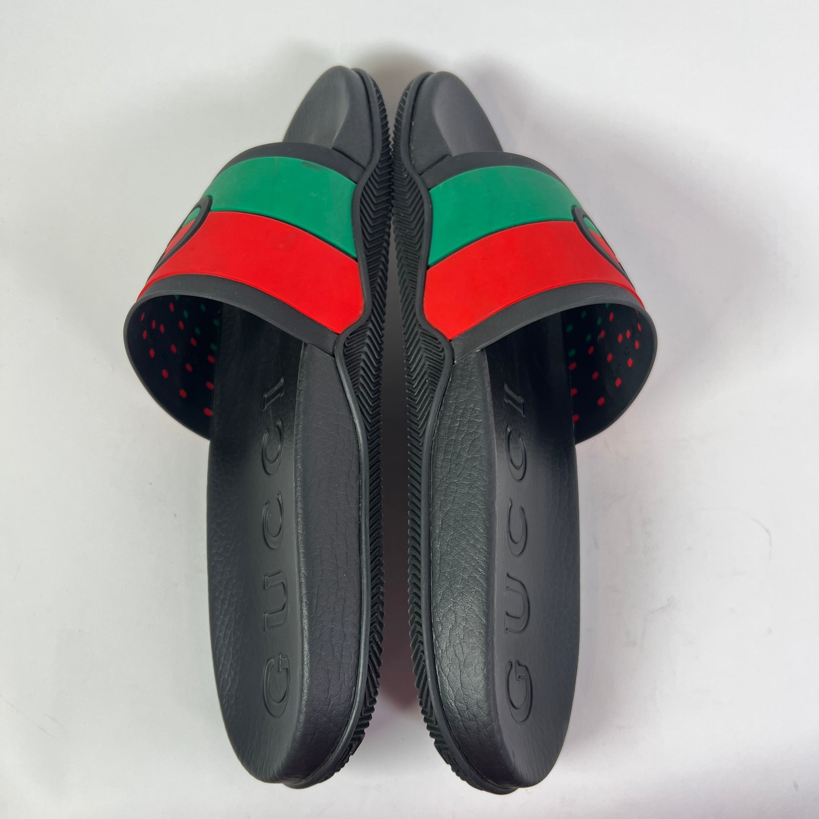 Gucci Tricolor Web Interlocking G Pool Slides