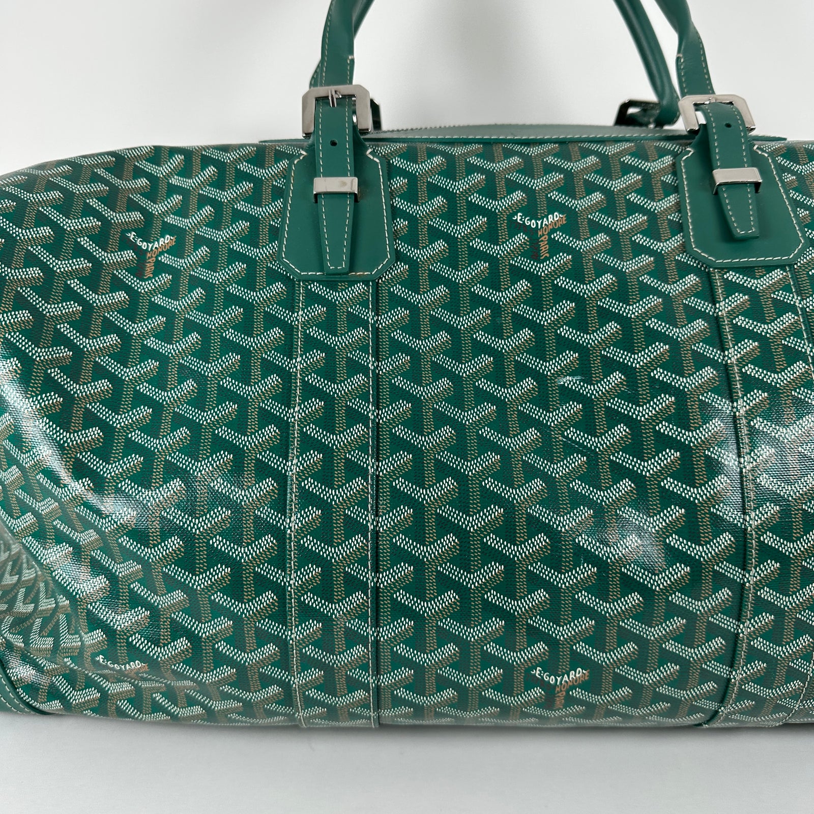 Goyard Goyardine Green Boeing 55 Travel Duffle Bag