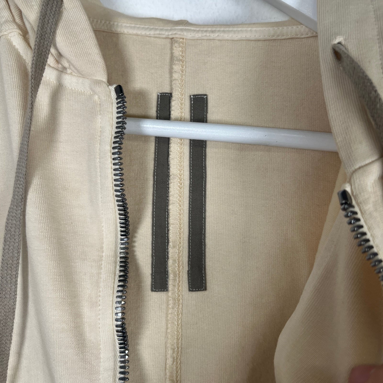 Rick Owens Cream Cropped Hoodie Size M