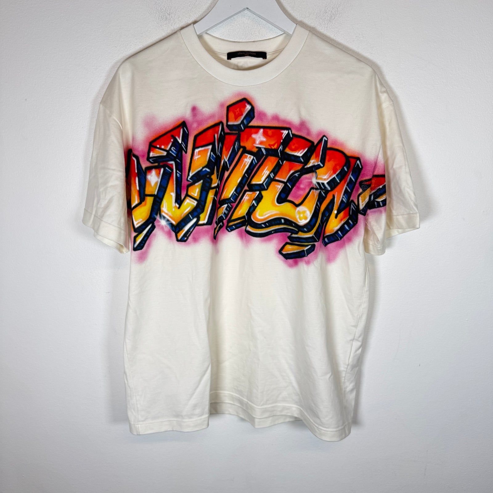 Louis Vuitton x Virgil Abloh White Graffiti Logo T-Shirt Size M