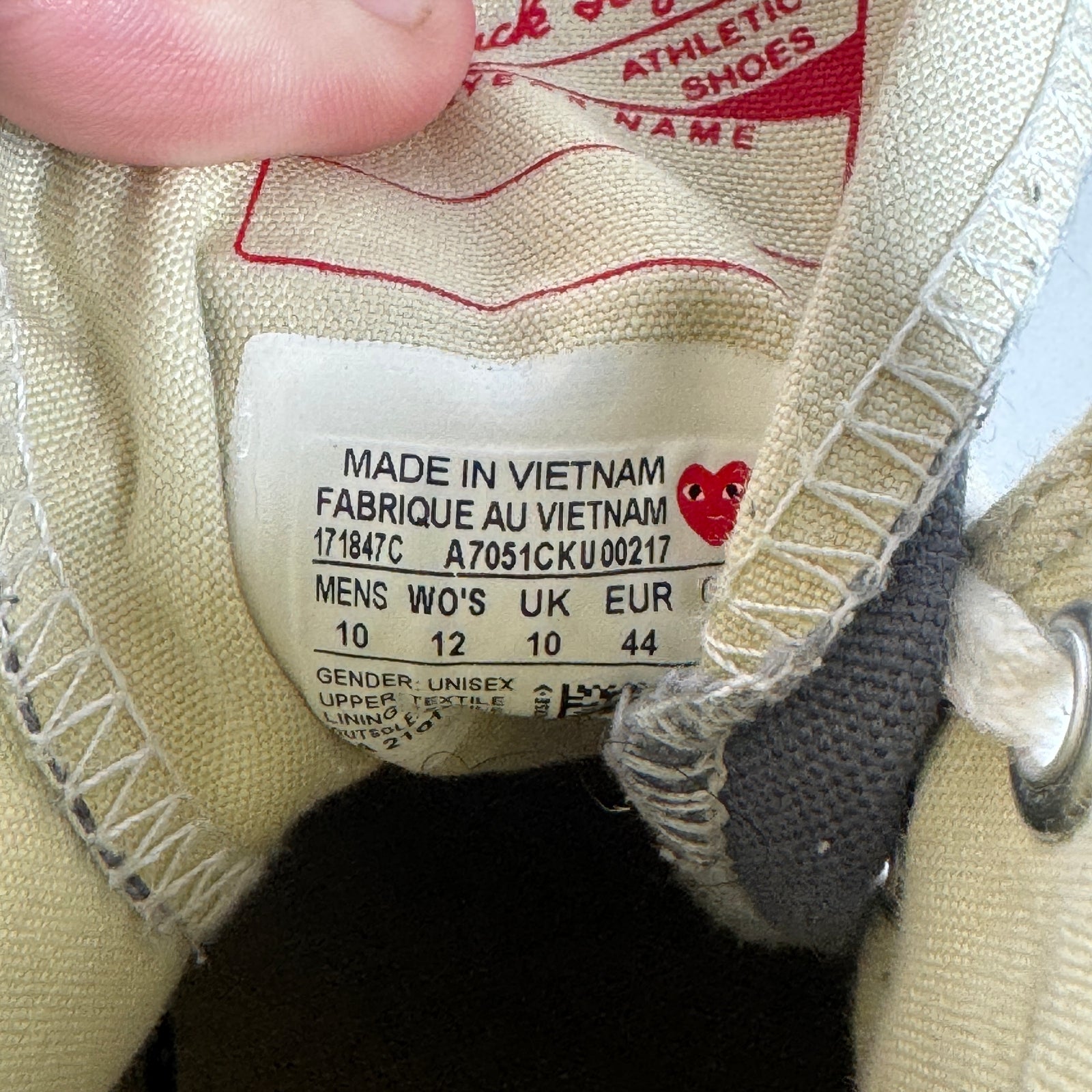 CDG Grey High Top Converse Size 10