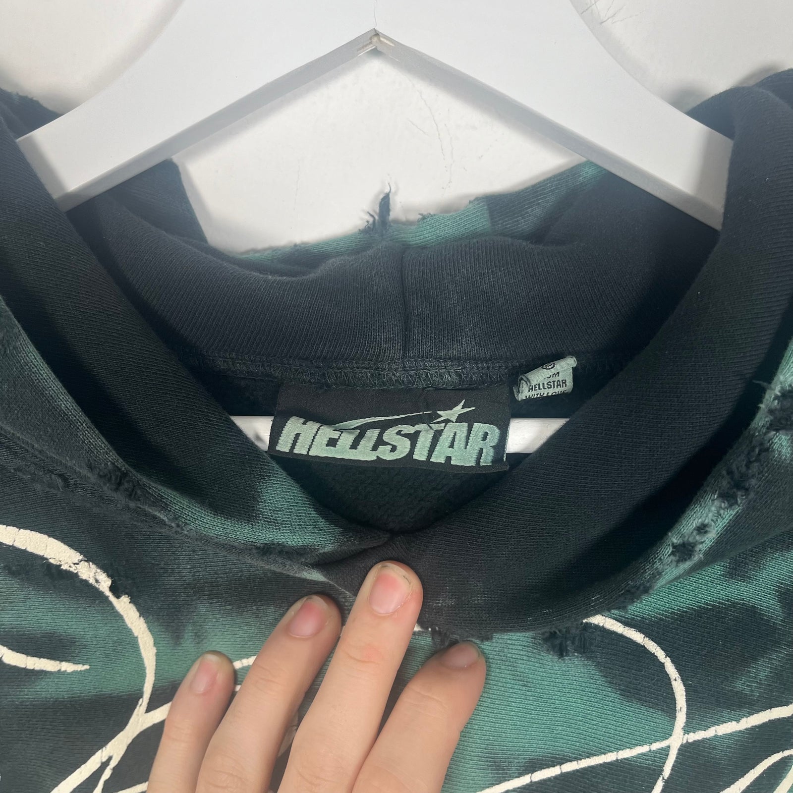 Hellstar 'No Guts' Lava Marble Green Hoodie Size XS