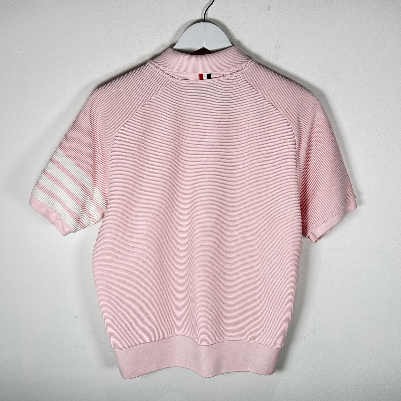 Thom Browne Pink Ribbed 4-Bar Polo Size 2