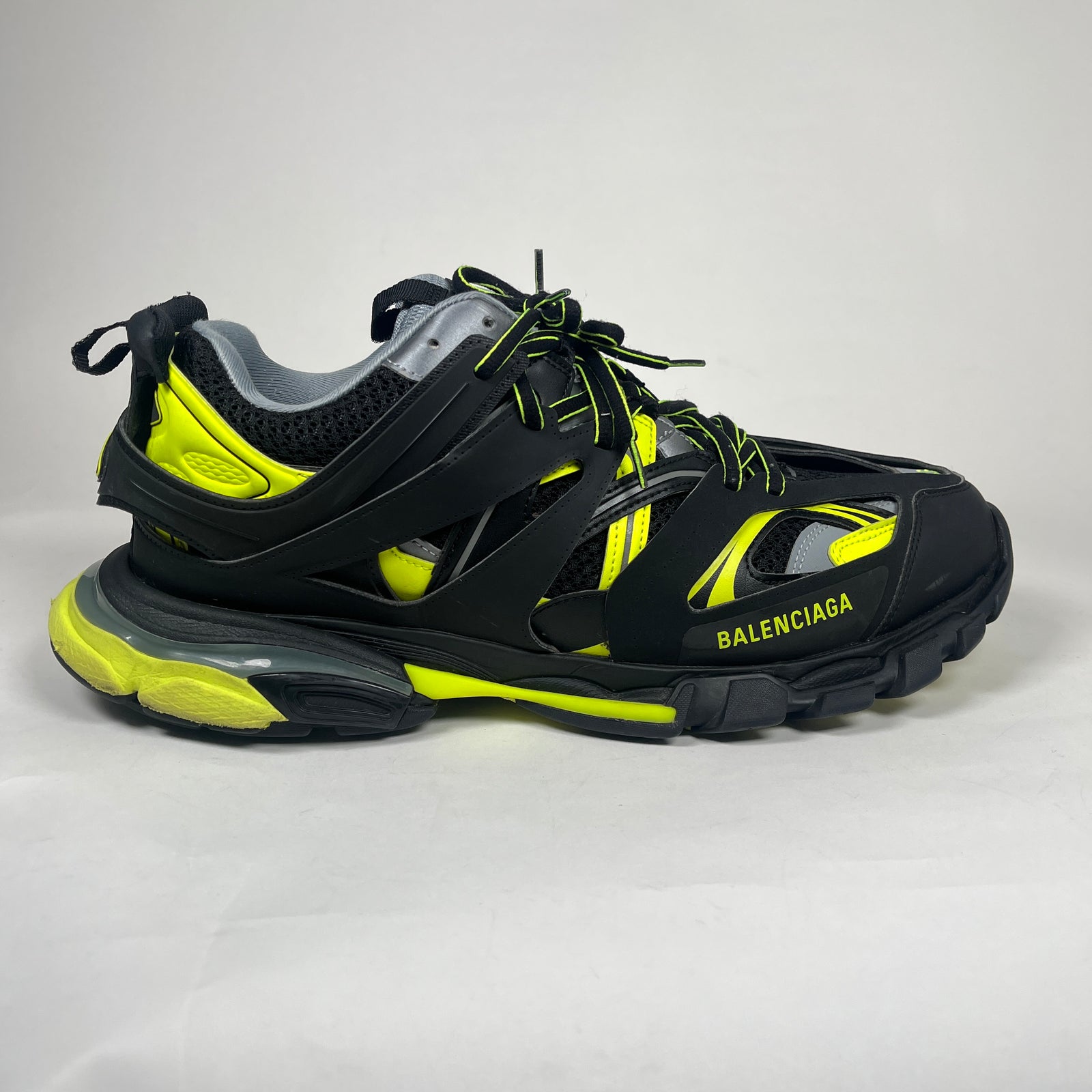Balenciaga Black/Neon Yellow Track Sneakers Size 46