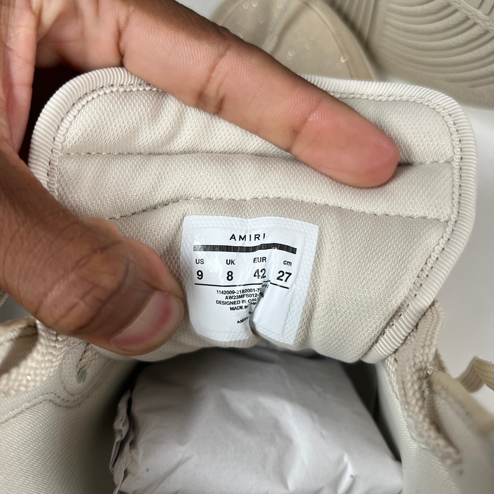 Amiri Beige Glitter Skel Hi-Top Sneaker Size 42