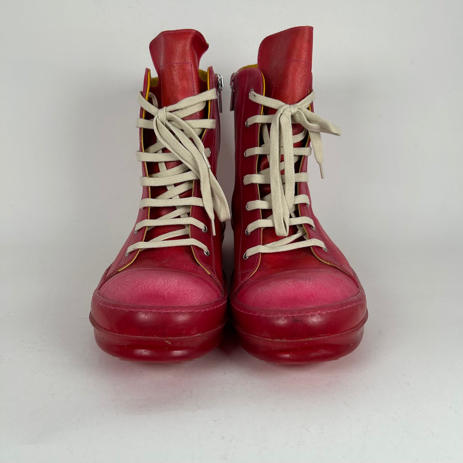 Rick Owens Pink 'Flesh' Ramone High-Top Size 14